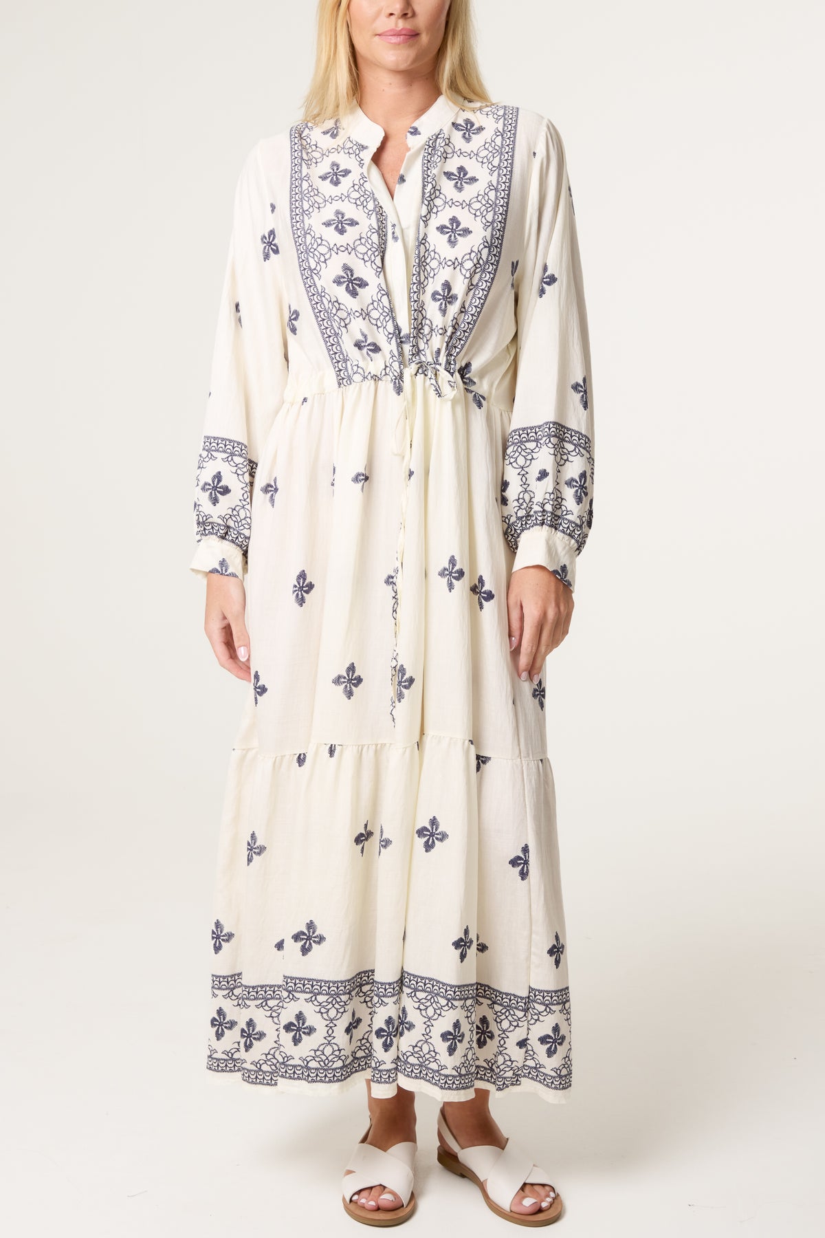 Floral Embroidery Tunic Smock Dress