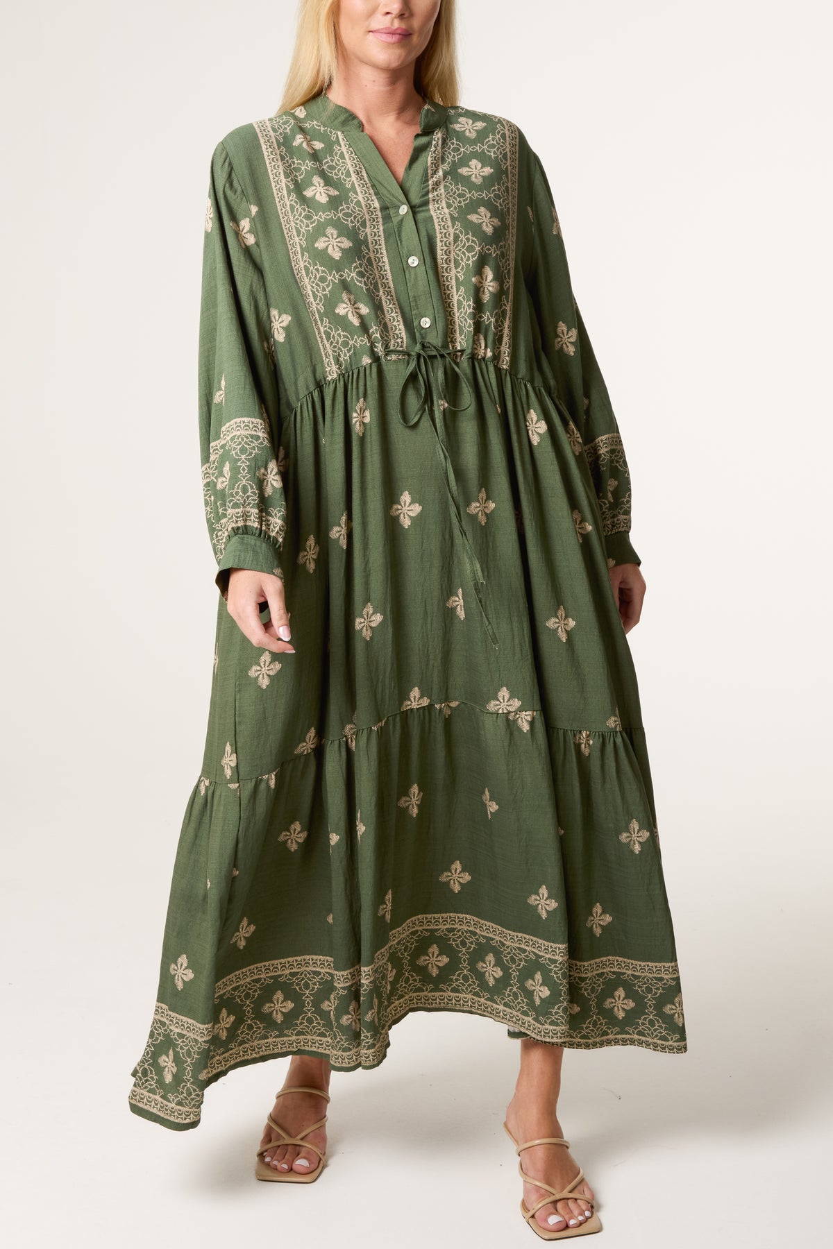 Floral Embroidery Tunic Smock Dress