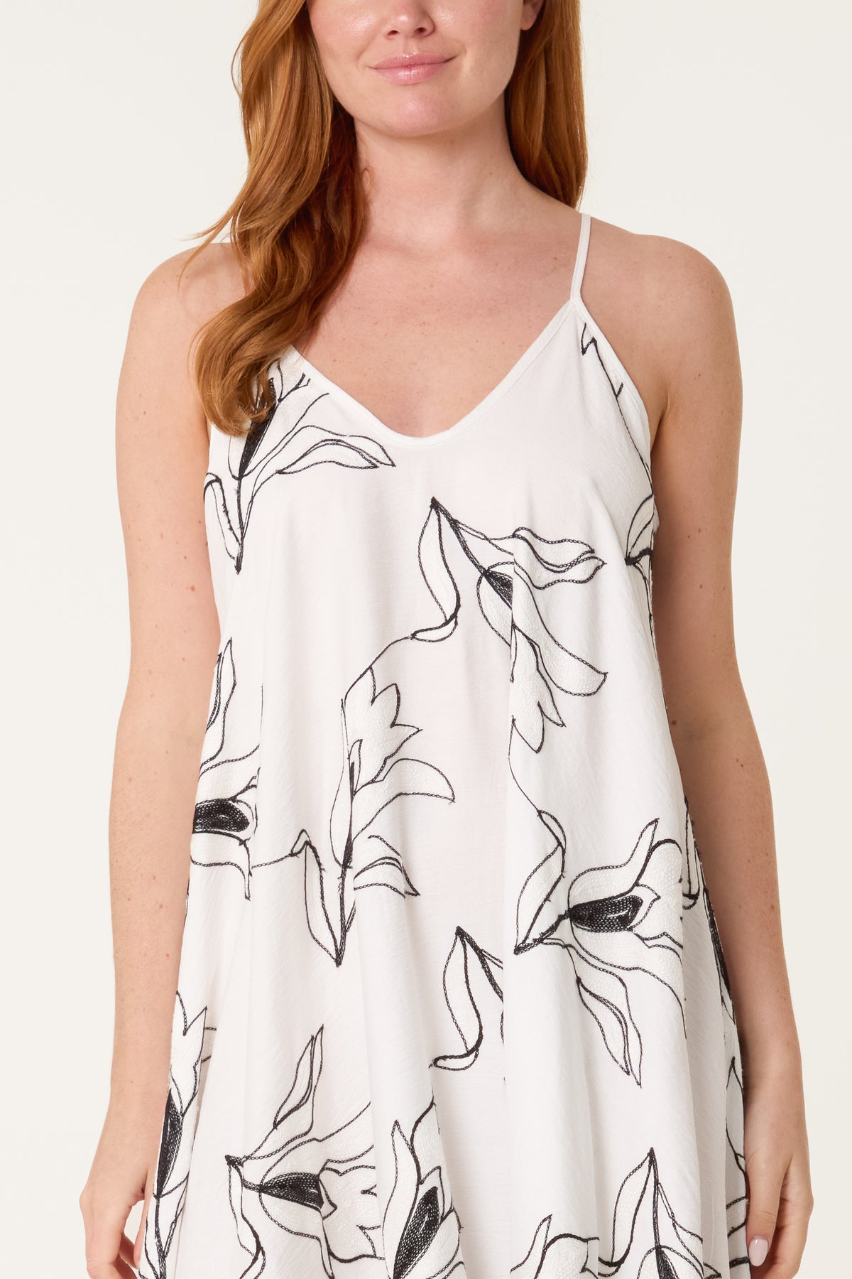 Floral Embroidery Sleeveless Midi Dress