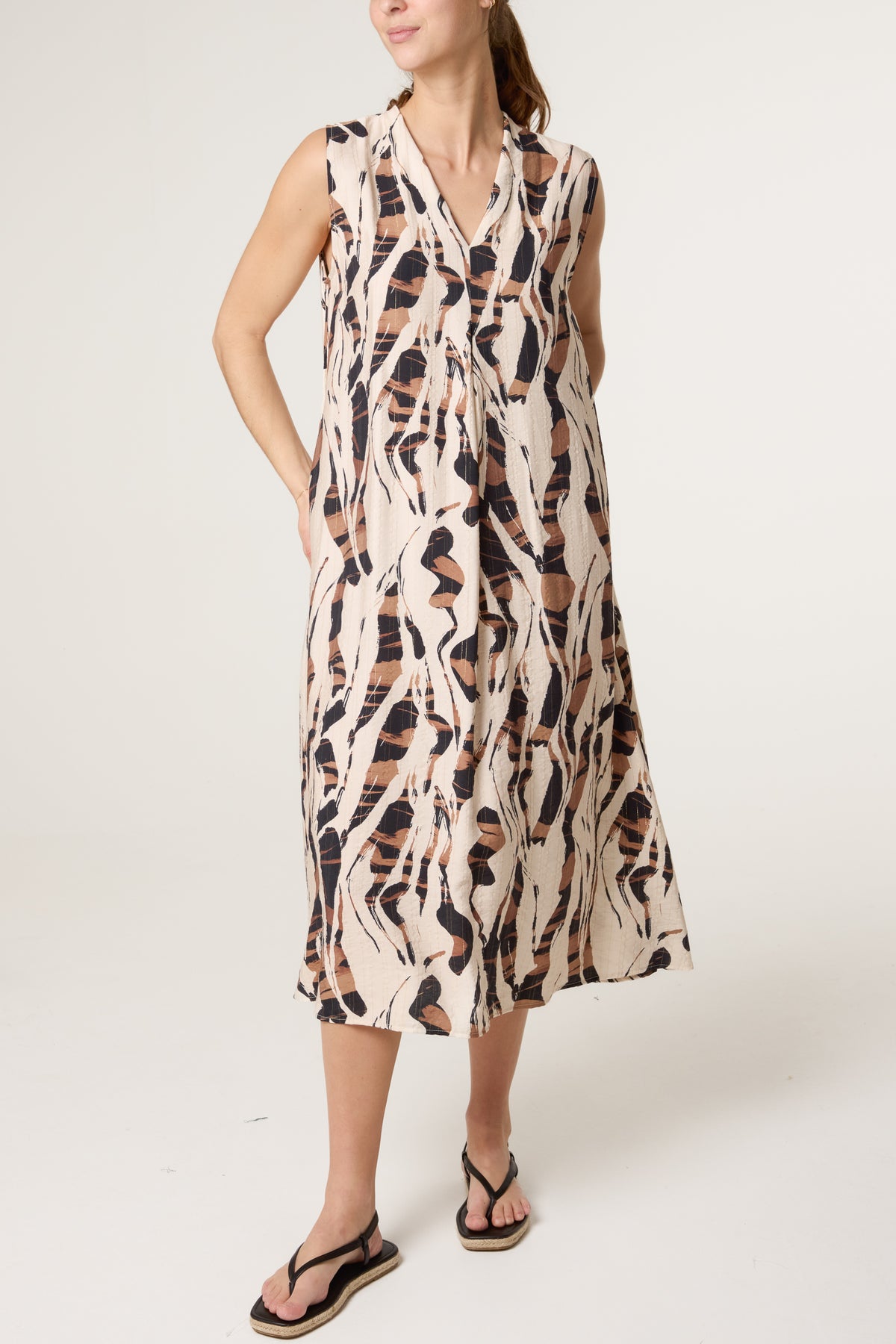 Abstract Slash Print Tunic Dress