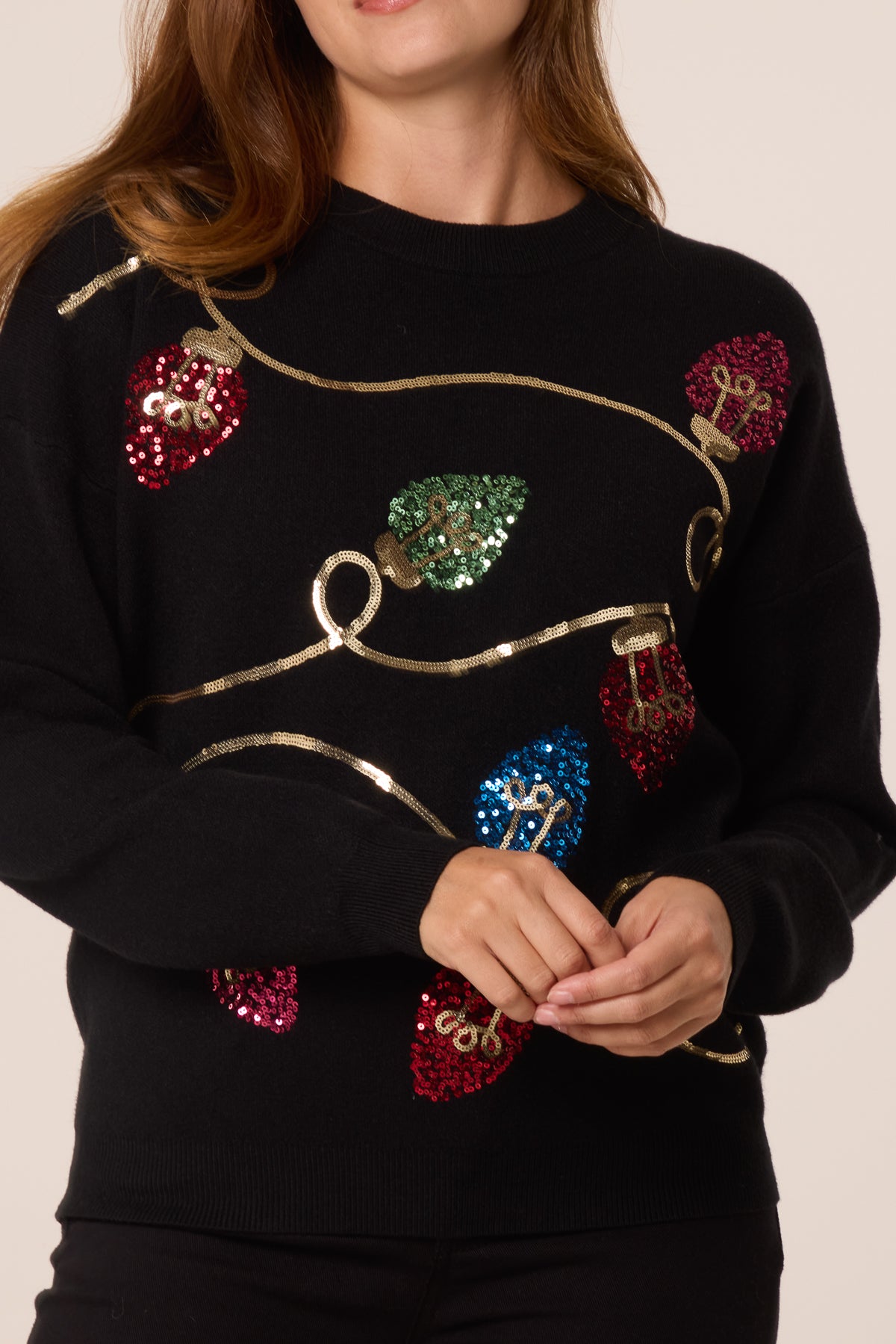 Sequinned Christmas Lights Knit Jumper