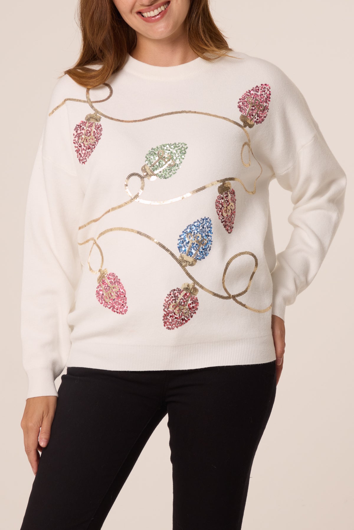 Sequinned Christmas Lights Knit Jumper