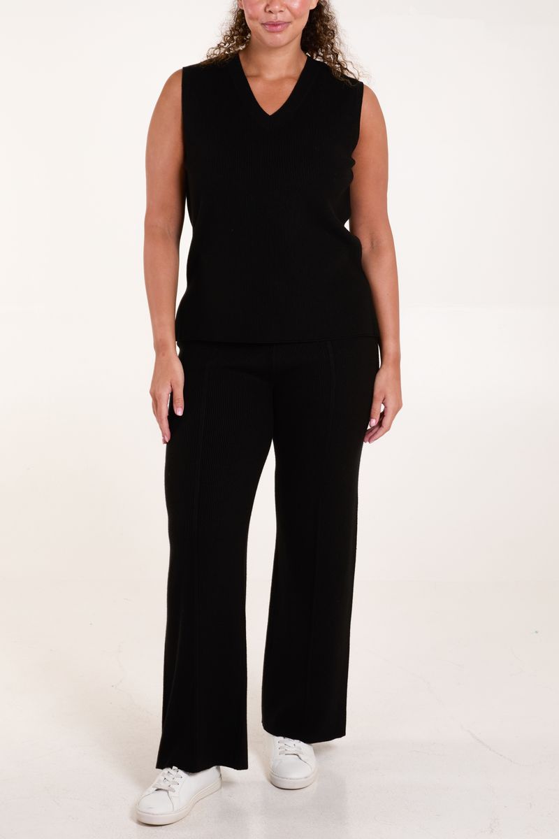 Knit Vest & Wide Leg Trouser Set