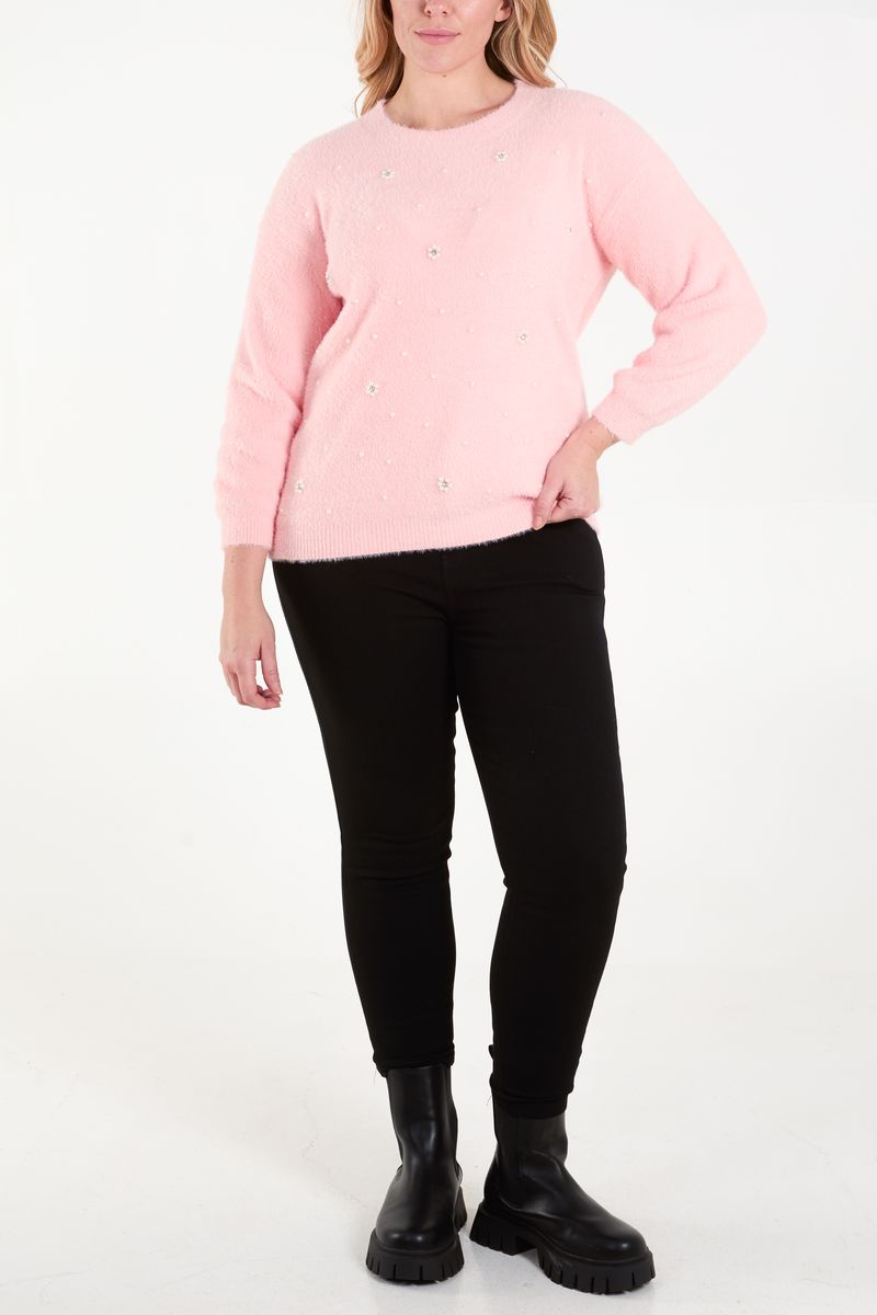 Pearl Flower Fluffy Jumper