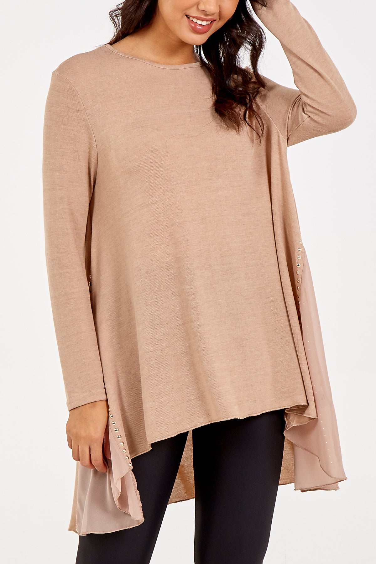 Dipped Hem Sheer Panels Tunic