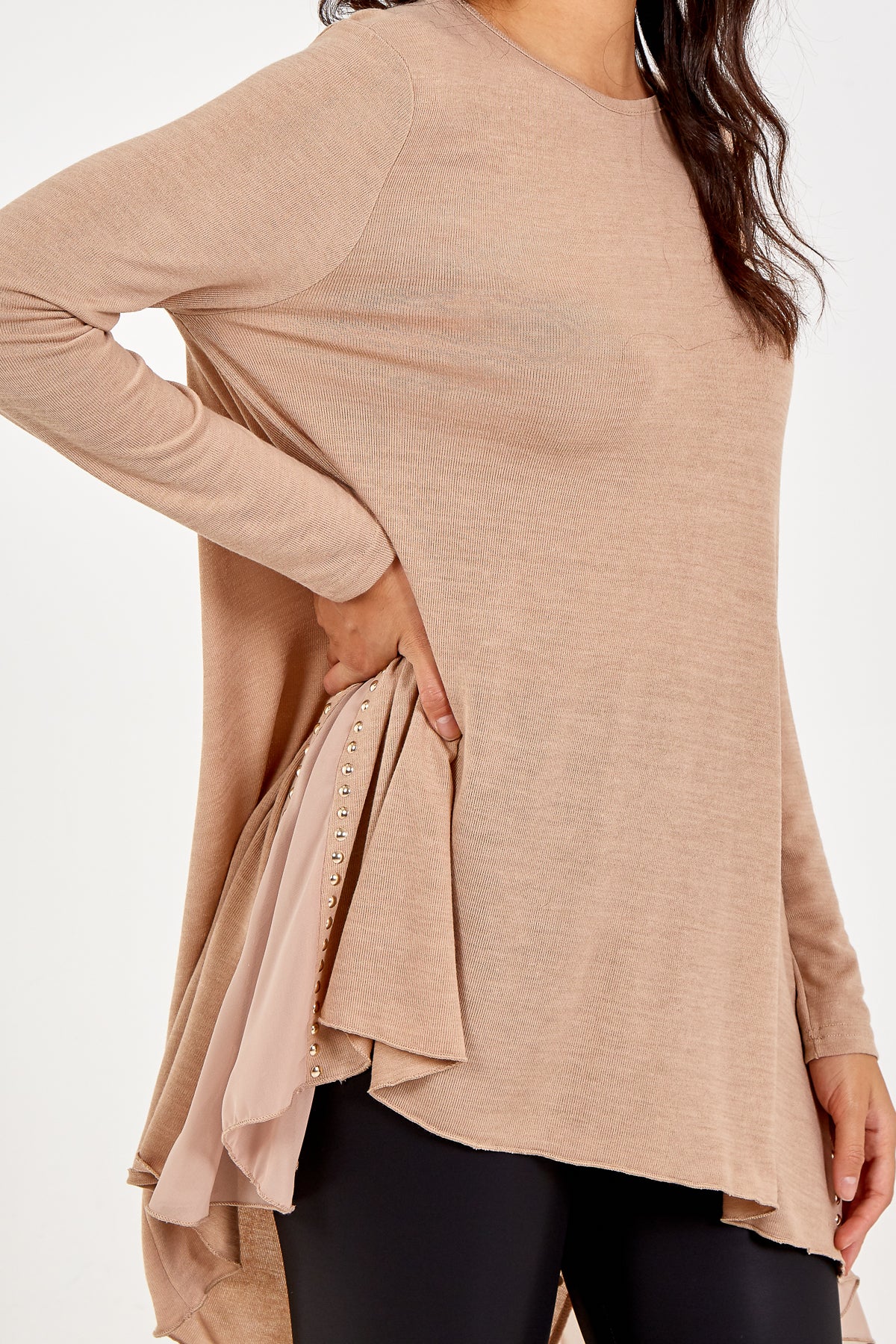 Dipped Hem Sheer Panels Tunic