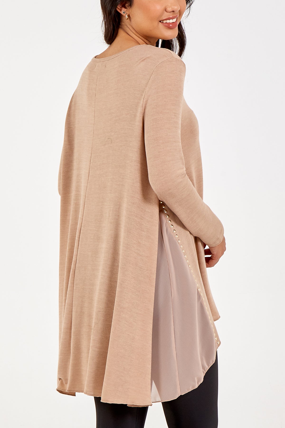 Dipped Hem Sheer Panels Tunic