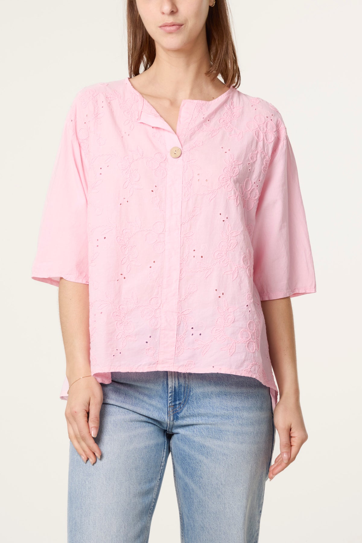 Floral Embroidered Cotton Blouse