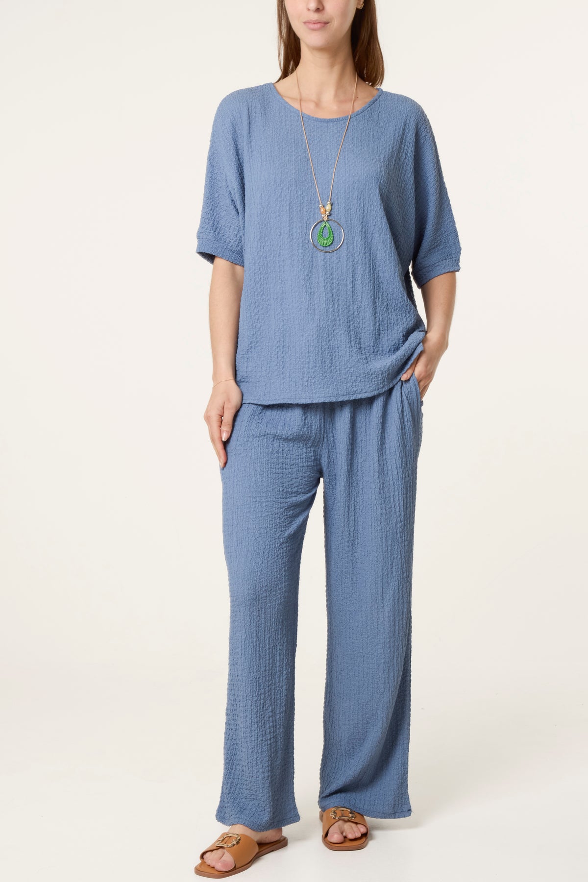 Necklace Crinkle Fabric Co-Ord Set