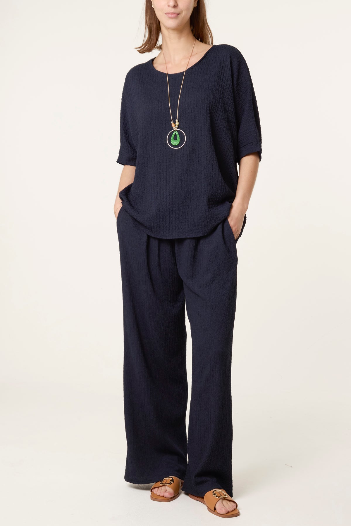 Necklace Crinkle Fabric Co-Ord Set
