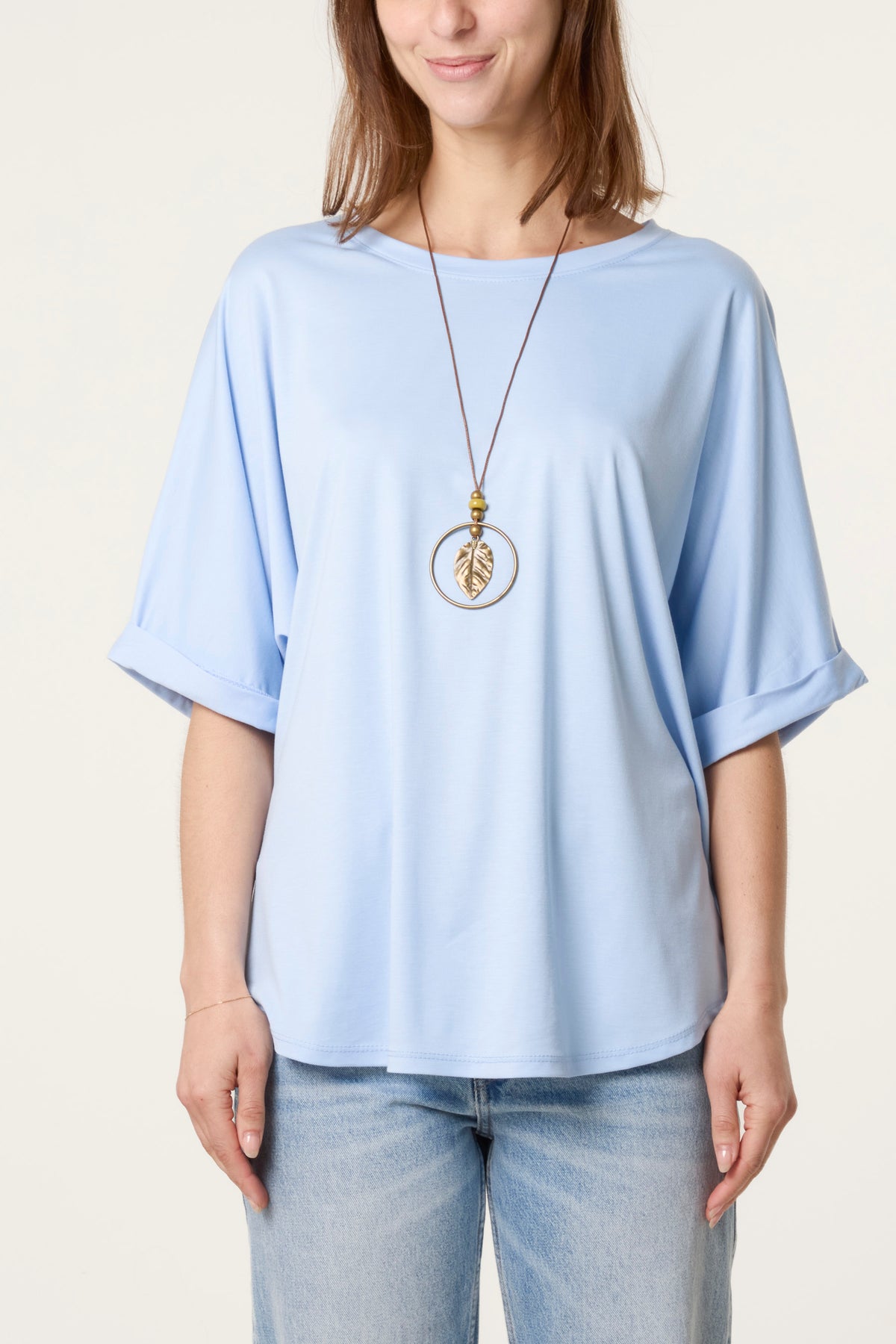 Plain Boxy Necklace T-Shirt