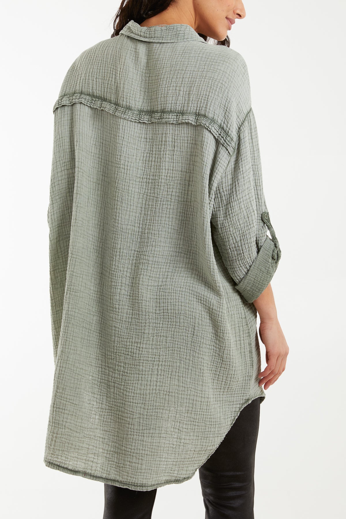 Acid Wash Cheese Cloth Relax Fit Shirt