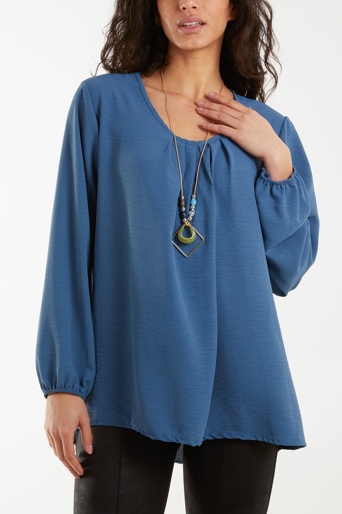 Scoop Neck Necklace Blouse