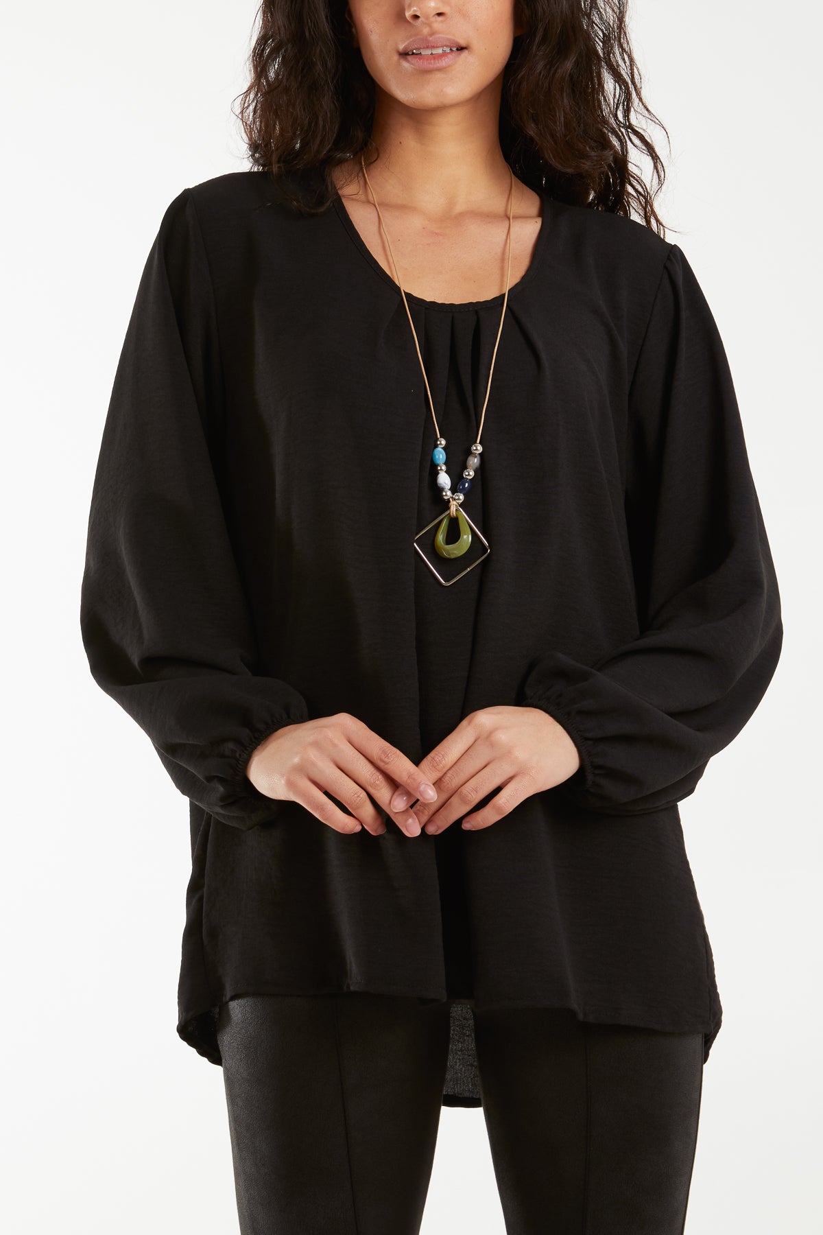 Scoop Neck Necklace Blouse