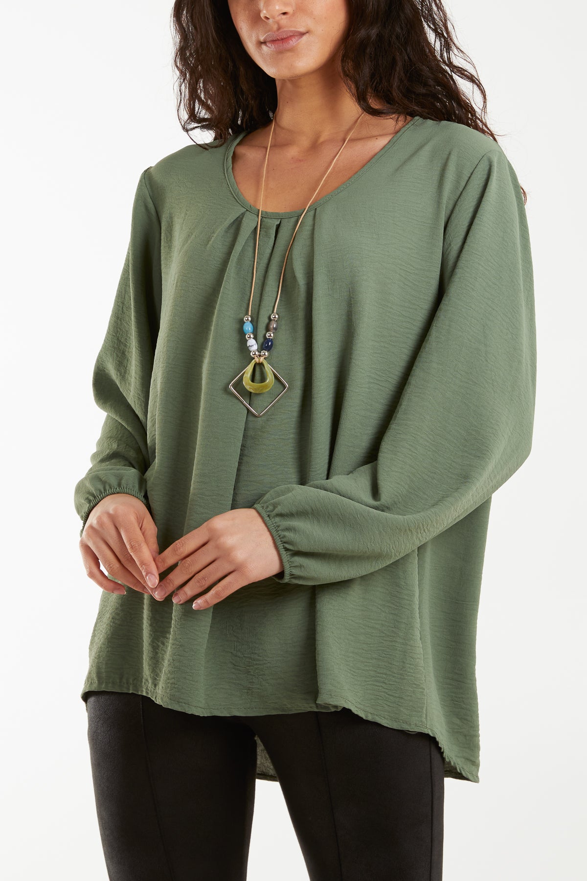 Scoop Neck Necklace Blouse