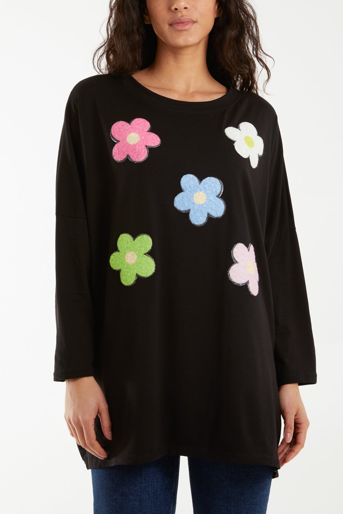 Multicolour Fluffy Daisy Long Sleeve Top