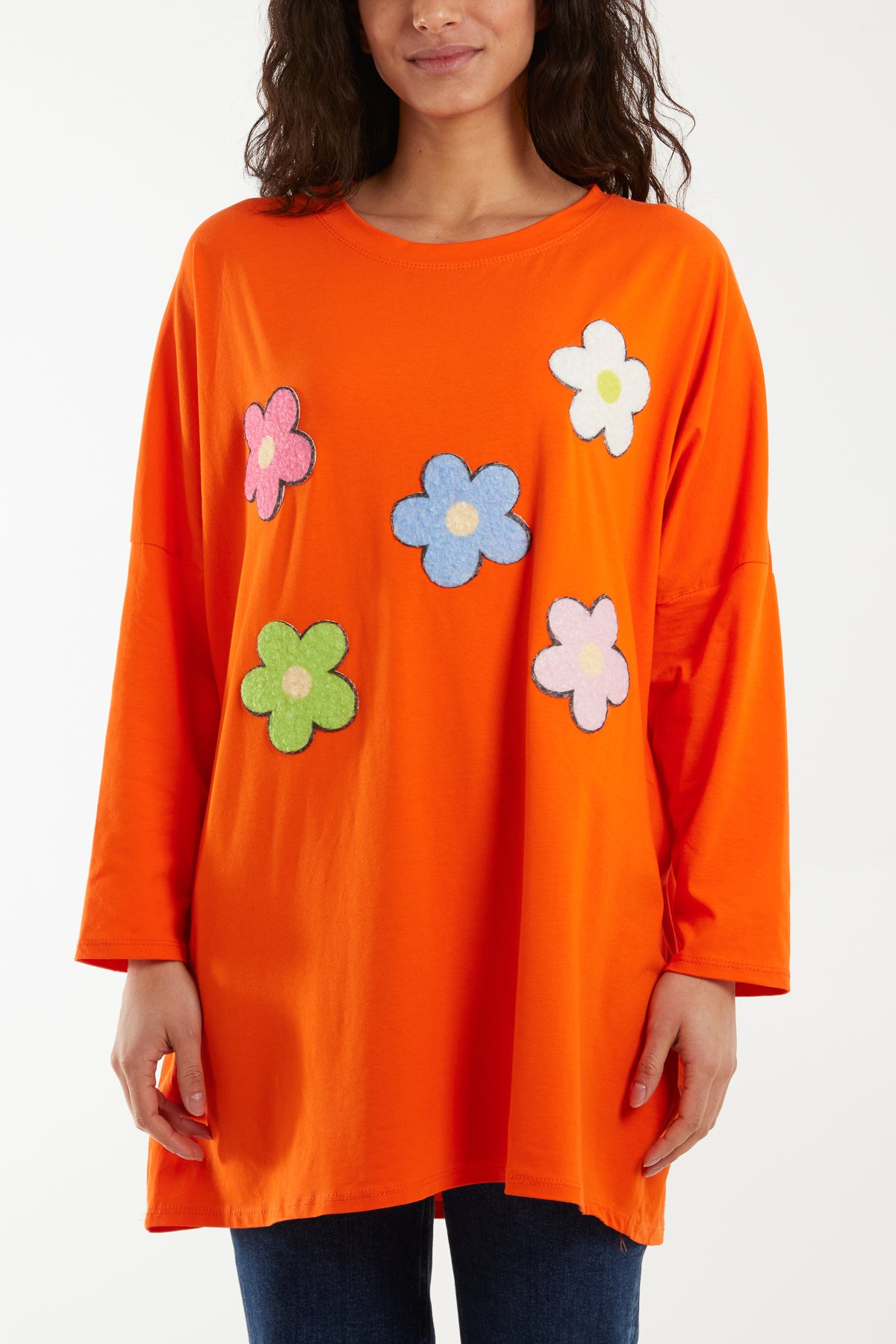 Multicolour Fluffy Daisy Long Sleeve Top