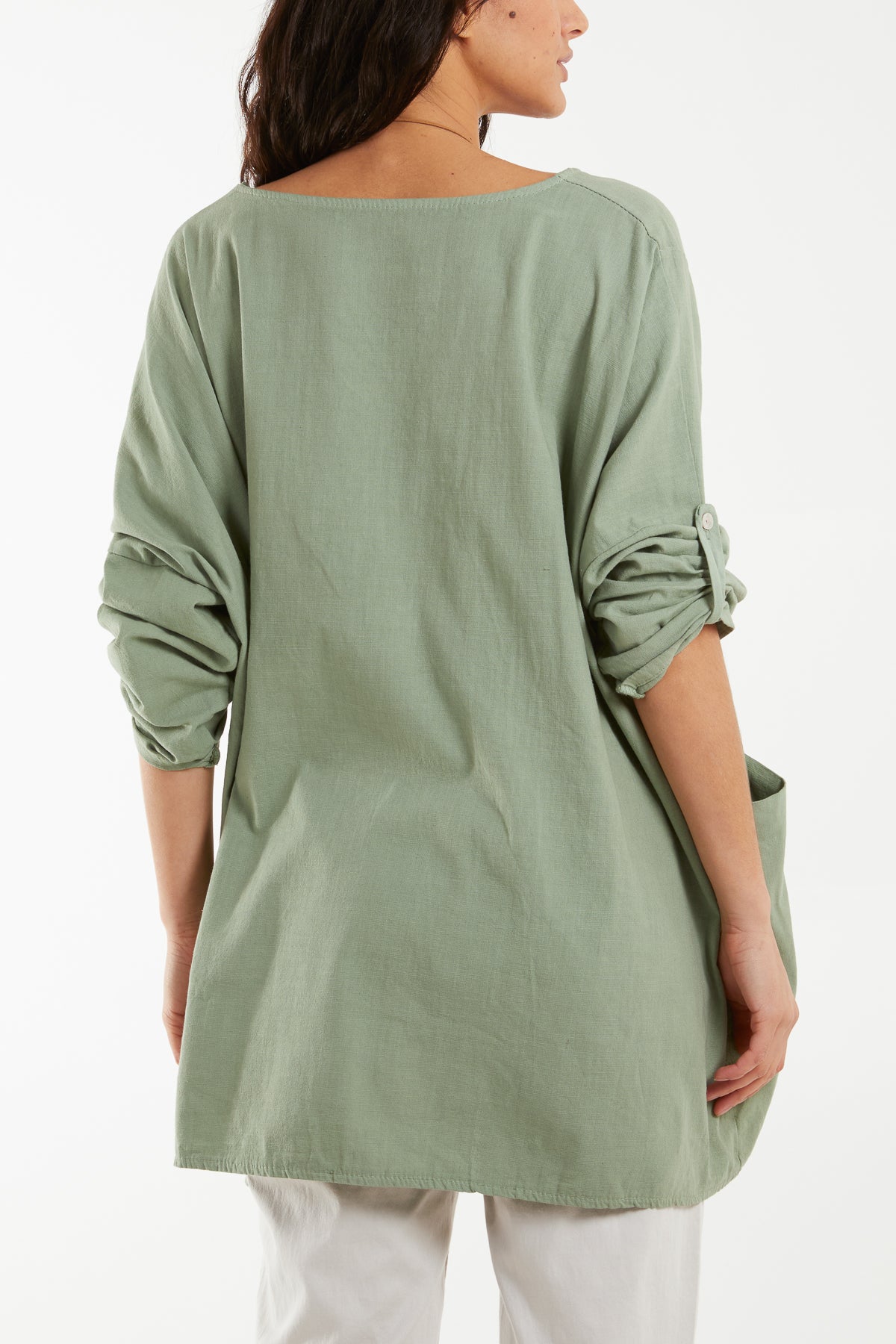 Necklace Relaxed Fit Blouse with Pockets
