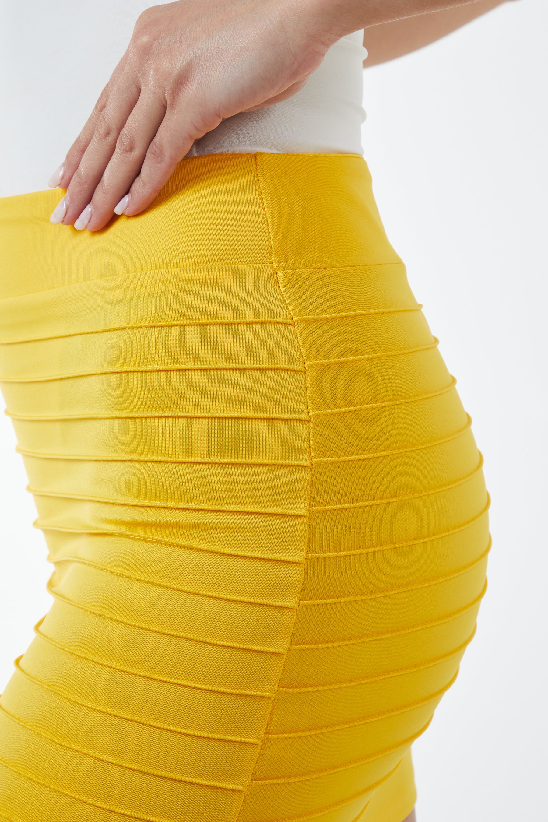 Neon Ribbed Mini Skirt