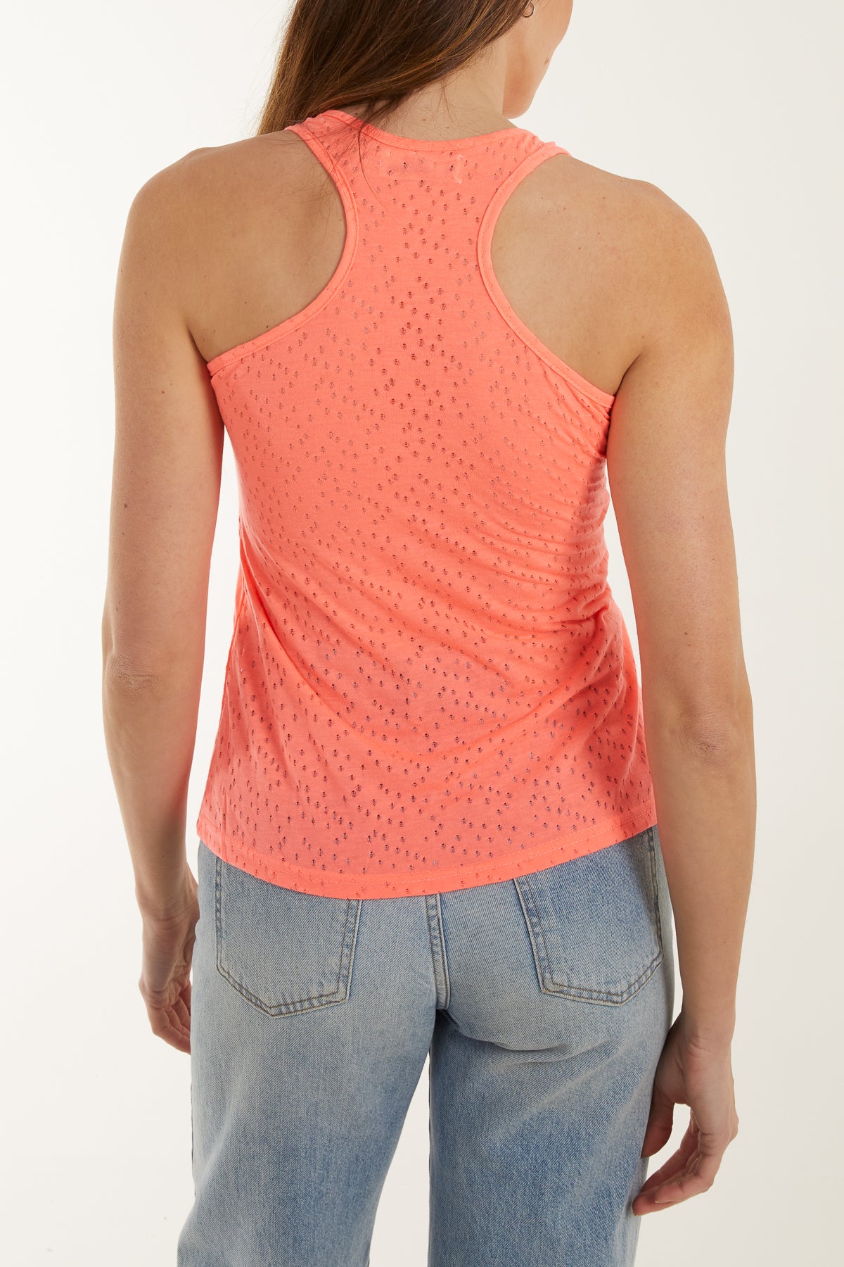 Beads Neck Holey Racer Vest