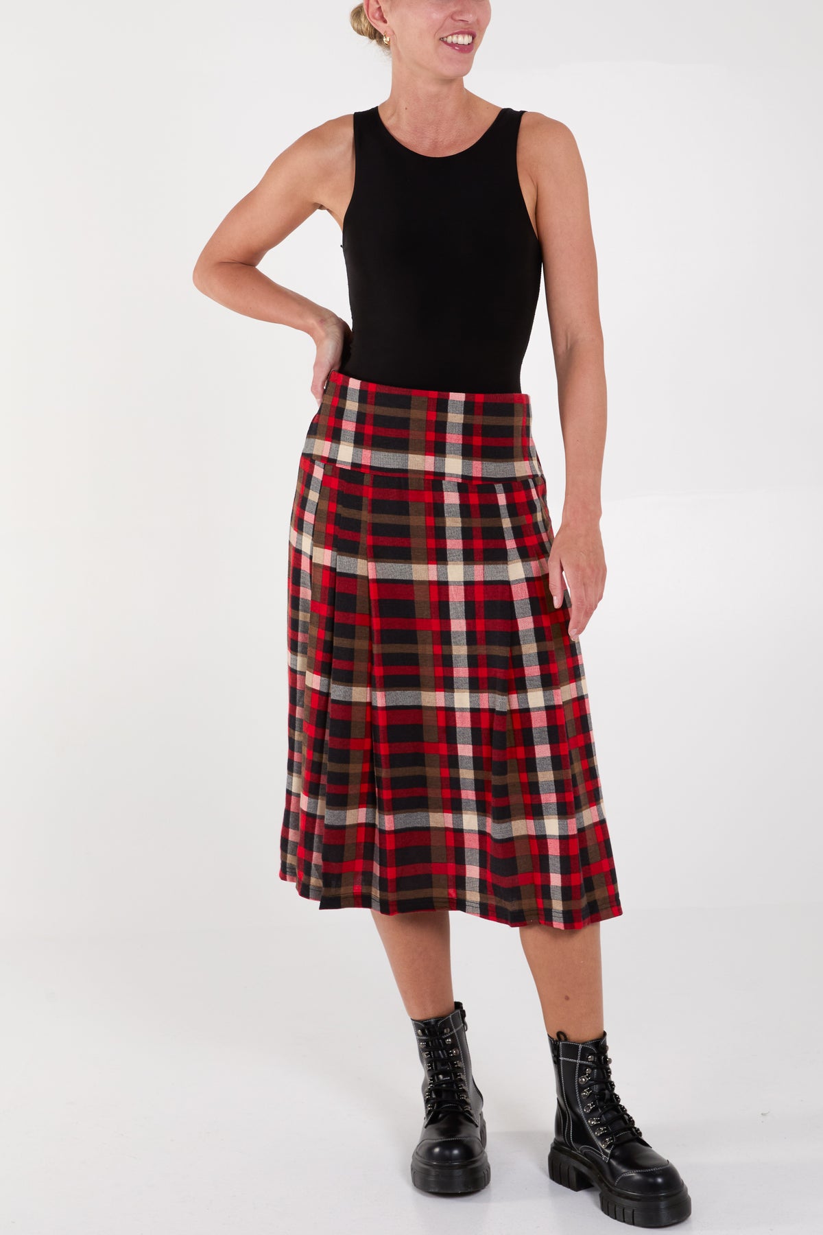 Tartan Print Midi Skirt