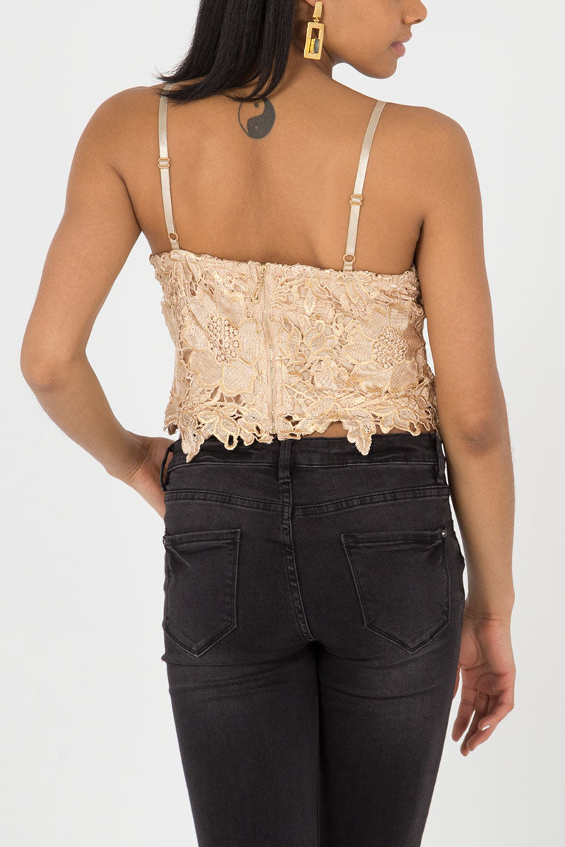 Lace & Satin Bralet Strappy Top