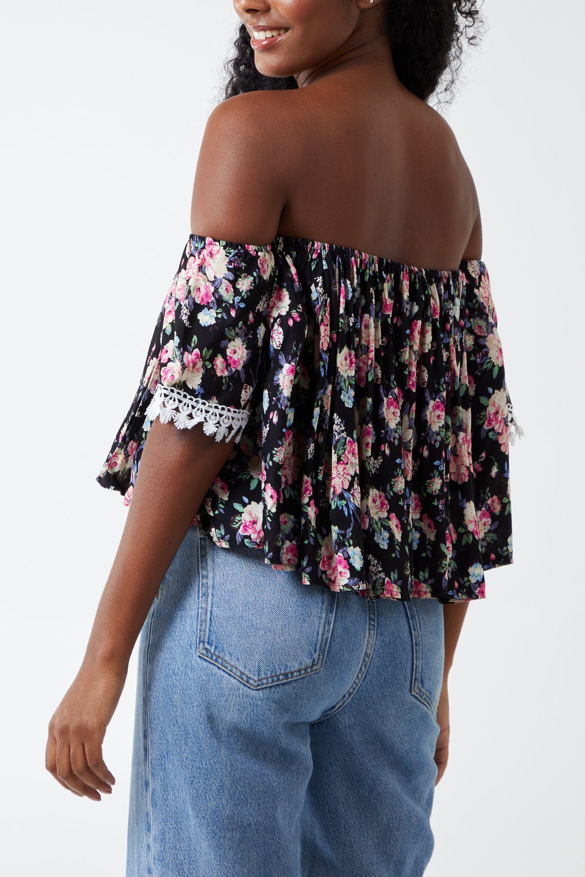 Bardot Ruffle Floral Top