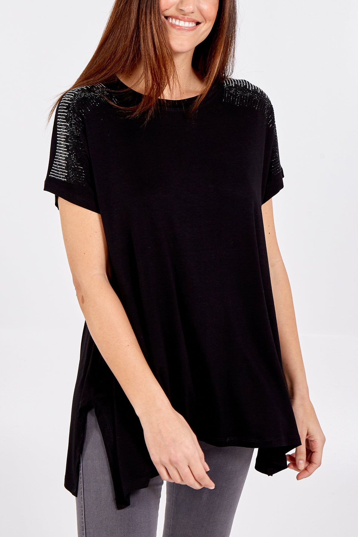 Scatter Sleeve Diamante T-Shirt