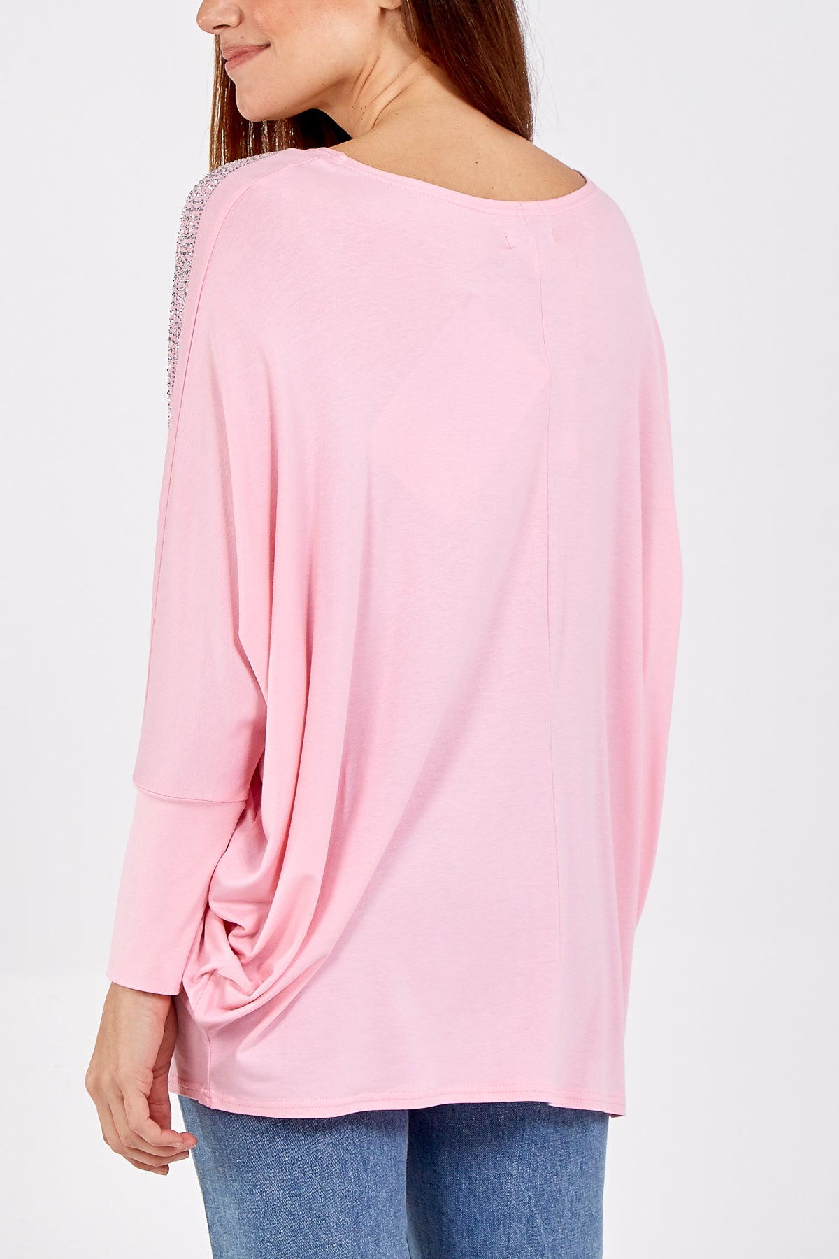Diamante Star Long Sleeve Batwing Top