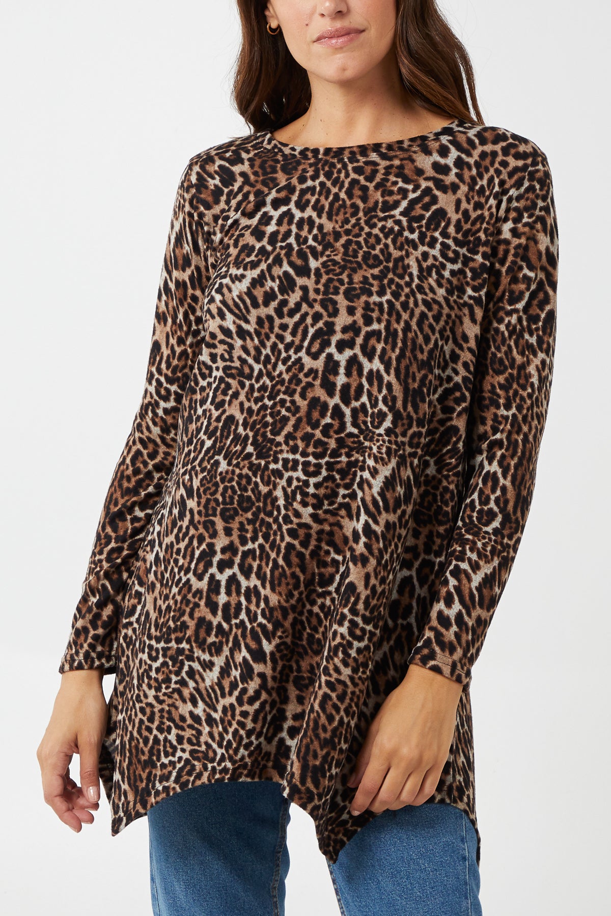 Leopard Print Crewneck Tunic