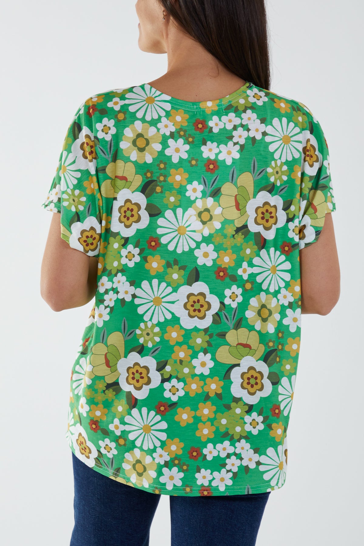 Cartoon Flower Print Boxy Tee
