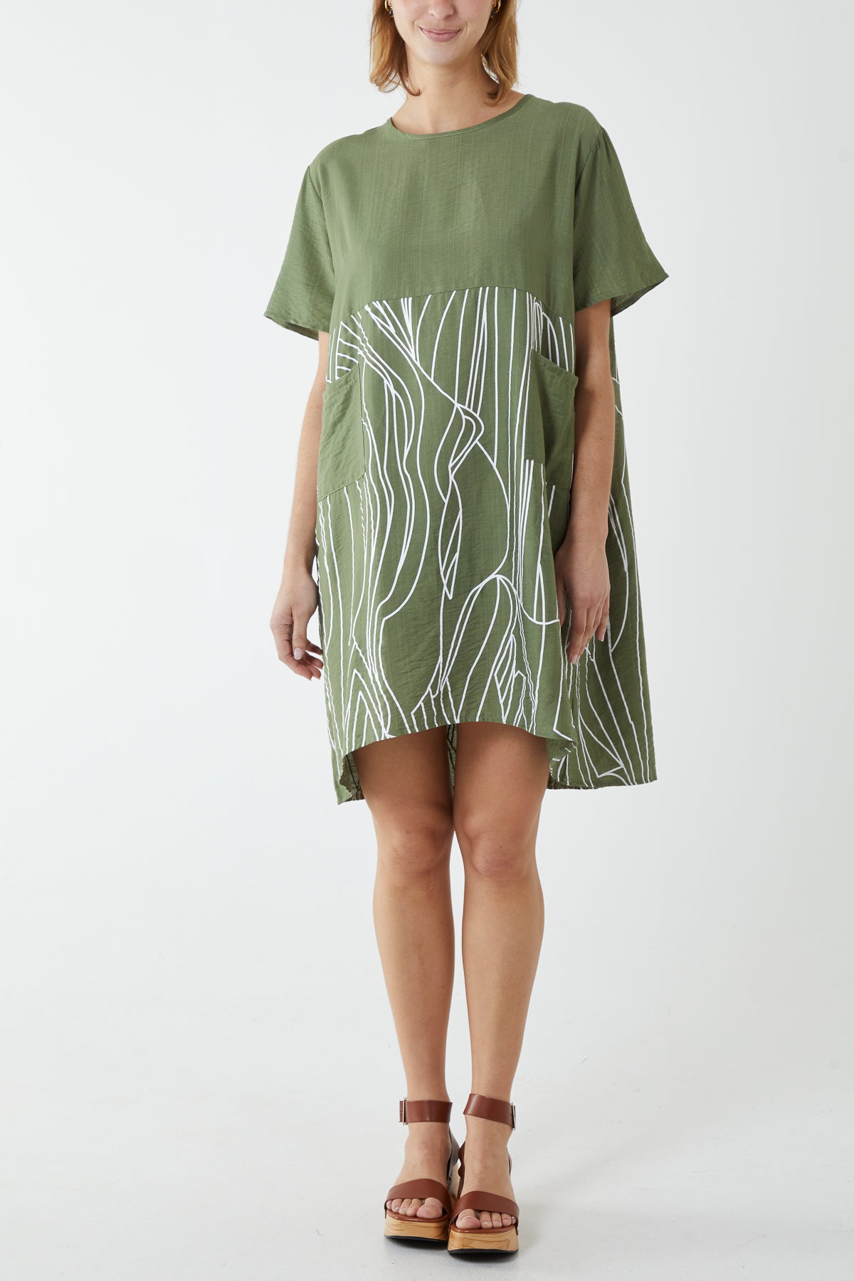 Abstract Cocoon Dress w/ Pockets