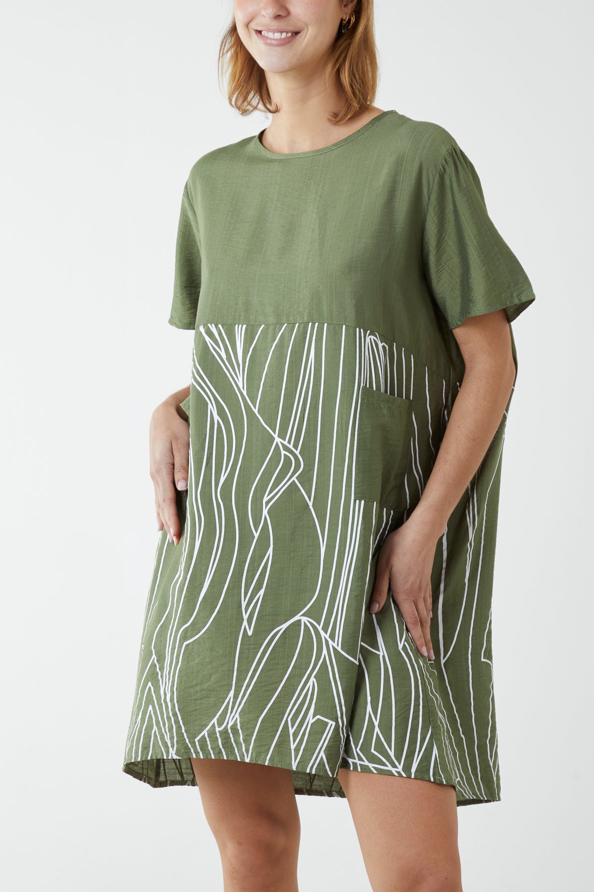 Abstract Cocoon Dress w/ Pockets