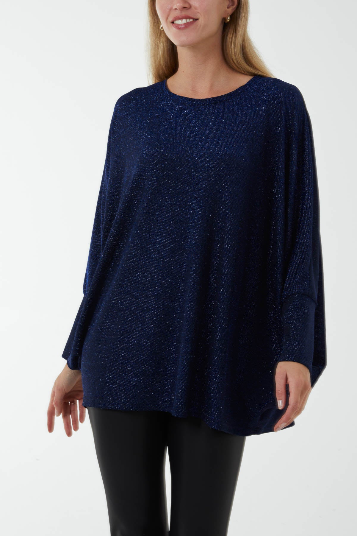 Round Neck Oversized Sequin Glitter Top