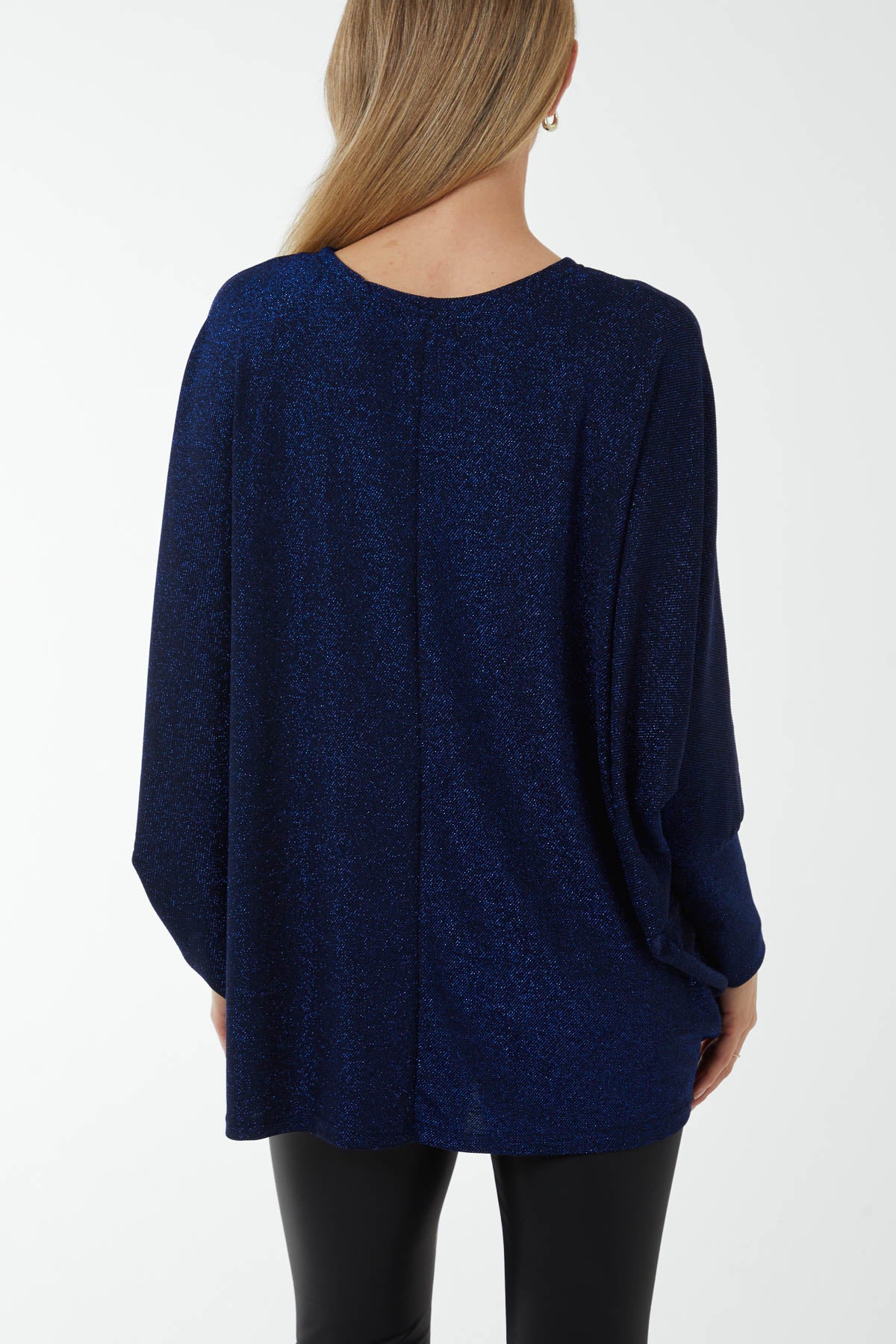 Round Neck Oversized Sequin Glitter Top