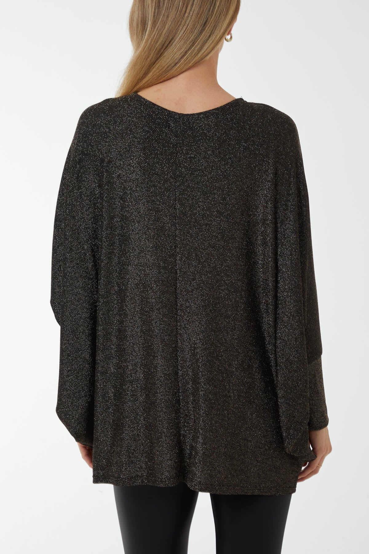 Round Neck Oversized Sequin Glitter Top