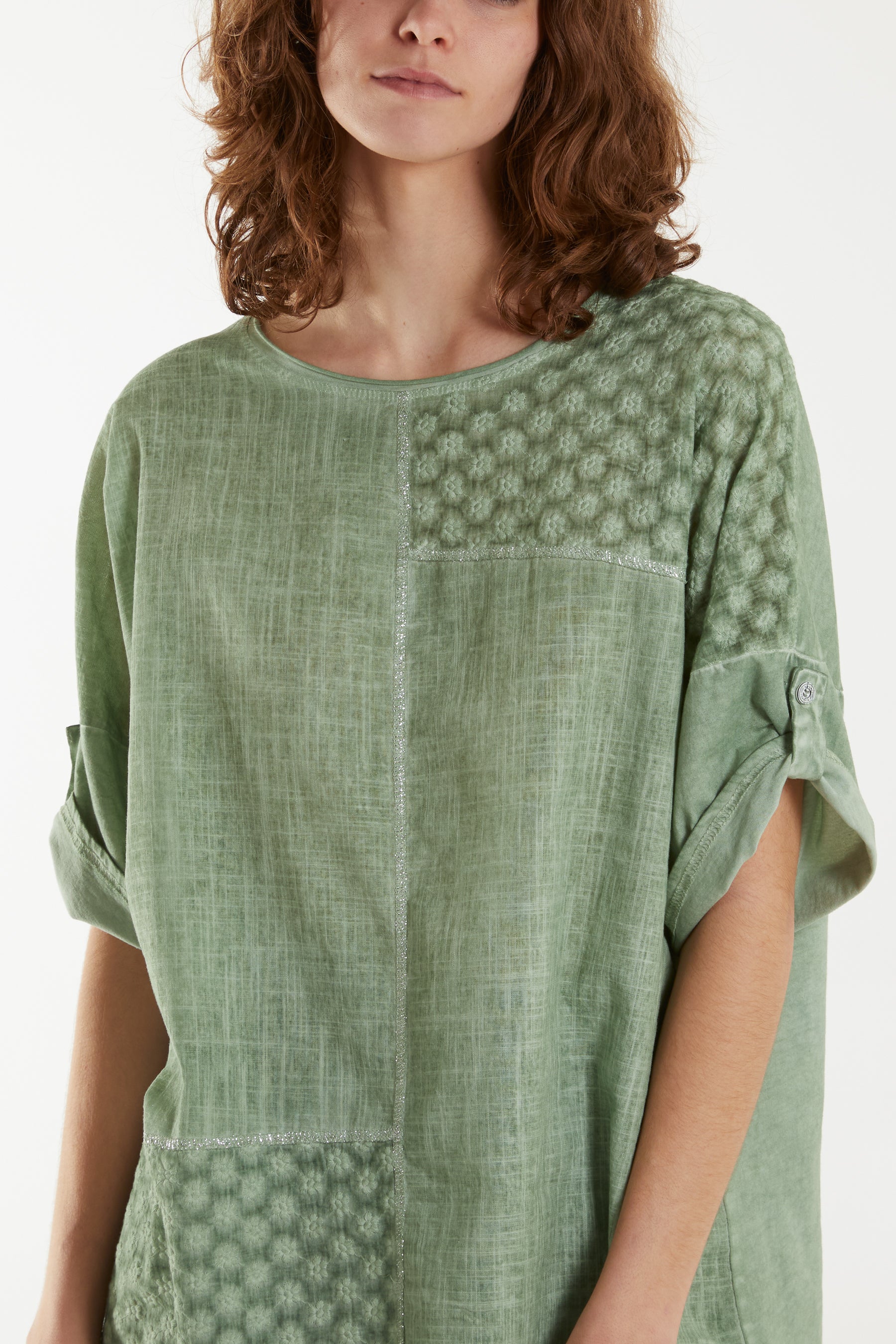 Stone Wash Patchwork Sparkle Top