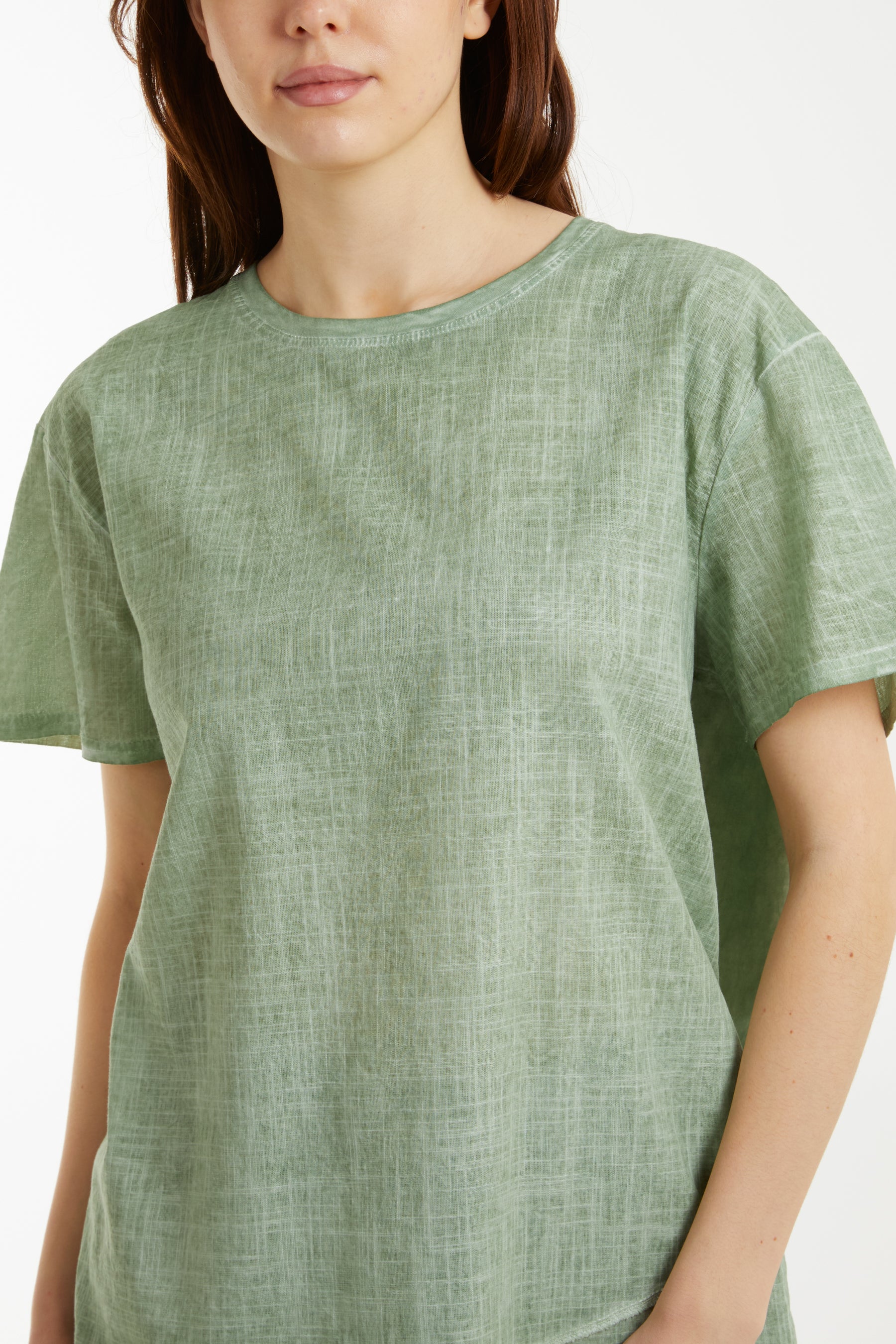 Asymmetric Hem Stone Wash Top