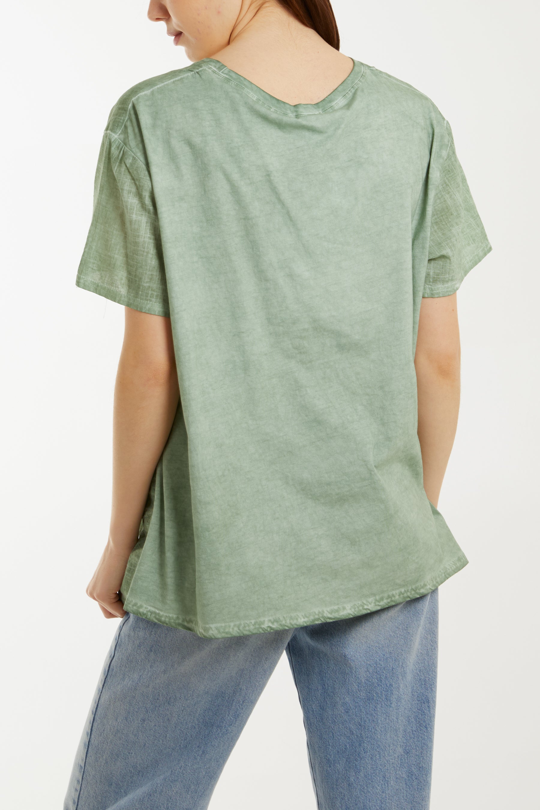 Asymmetric Hem Stone Wash Top