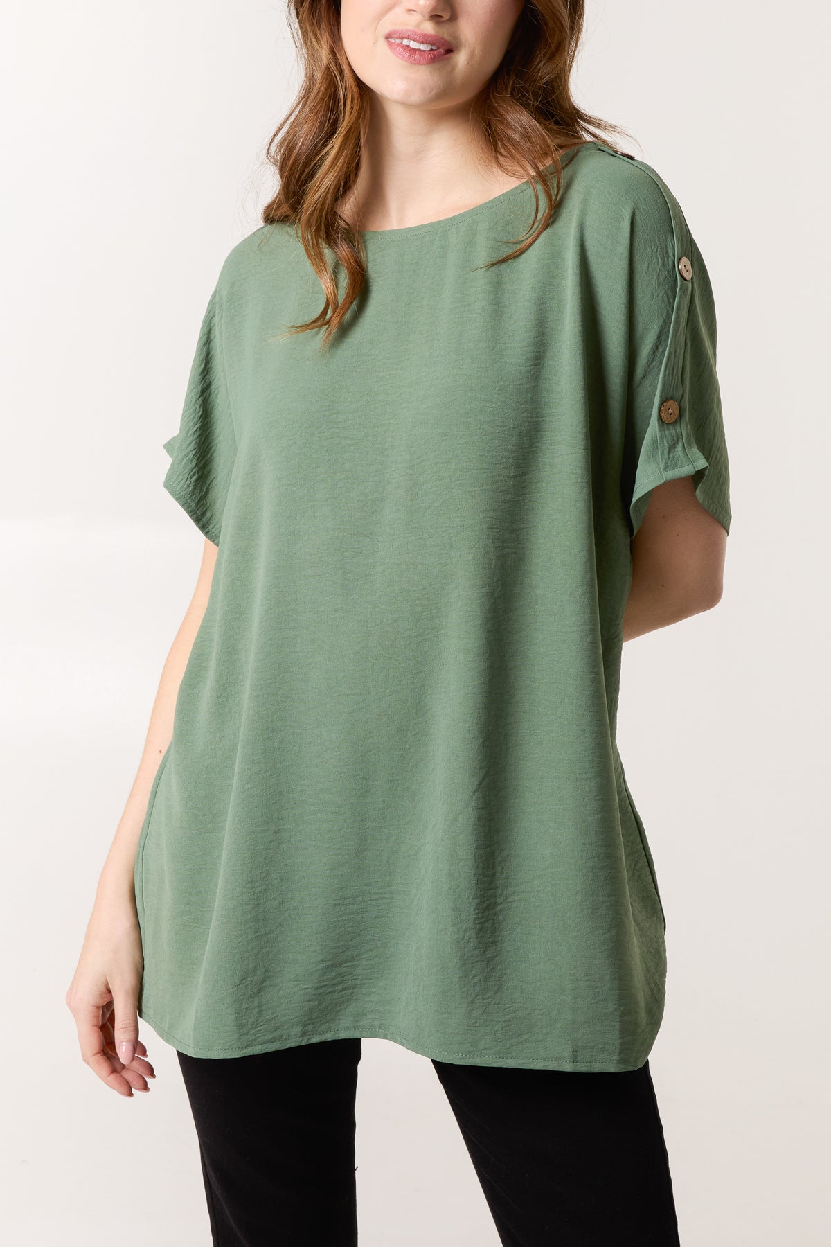 Button Sleeve Relaxed Top