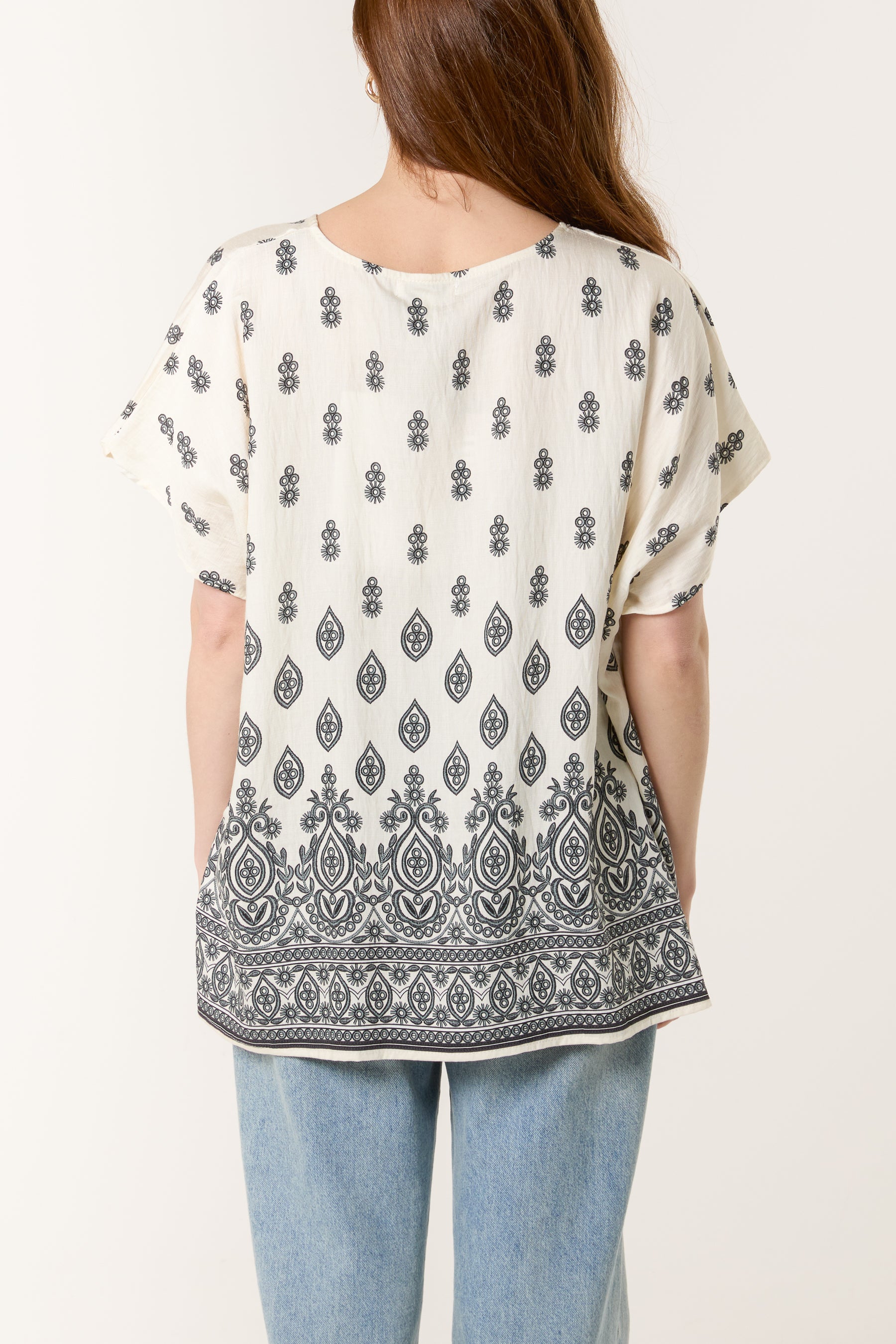 Damask Print Relaxed Top