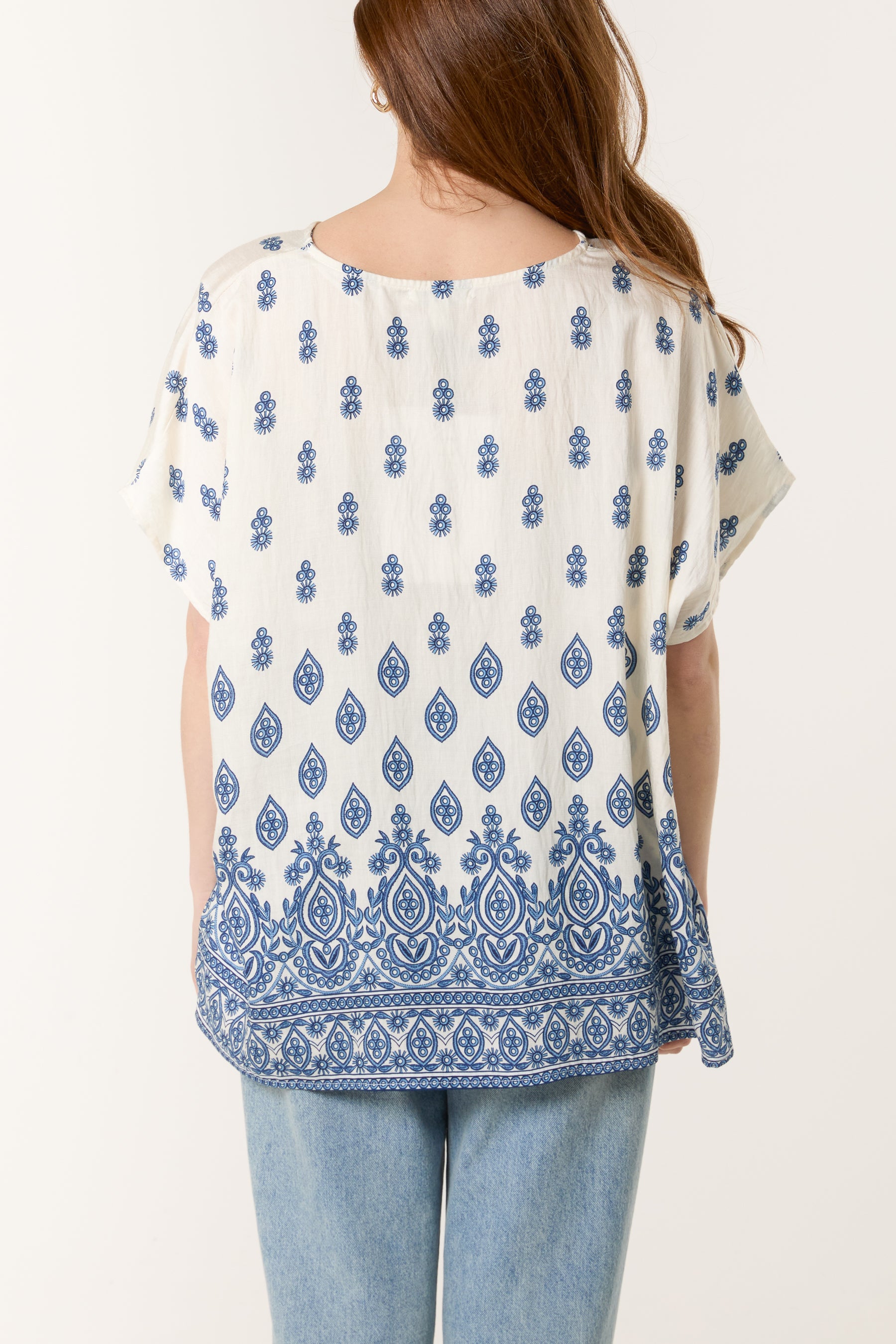Damask Print Relaxed Top