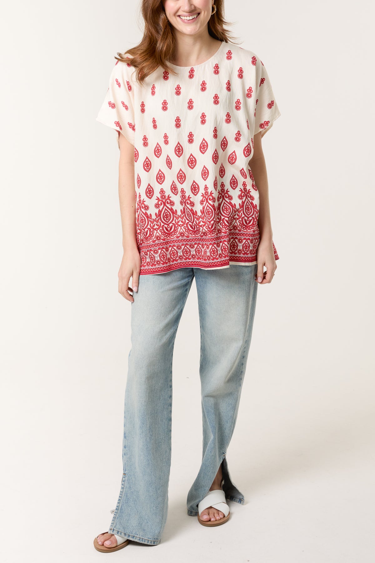 Damask Print Relaxed Top