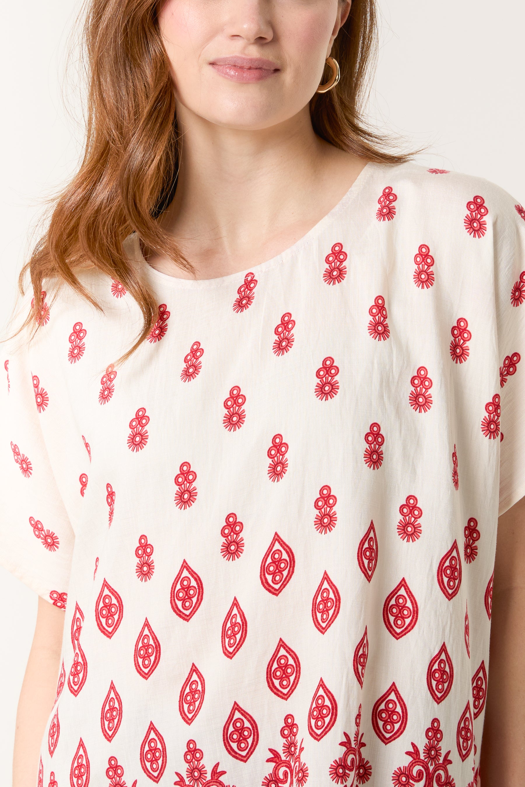 Damask Print Relaxed Top
