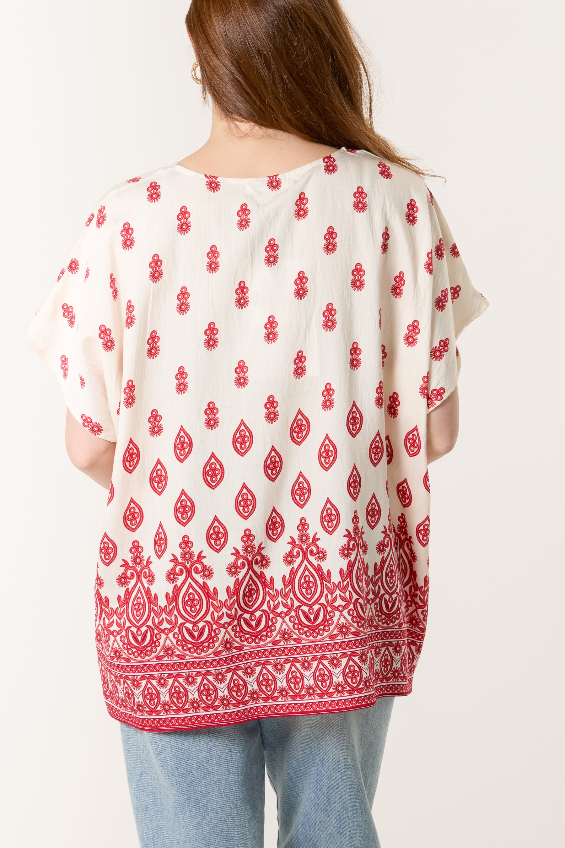 Damask Print Relaxed Top