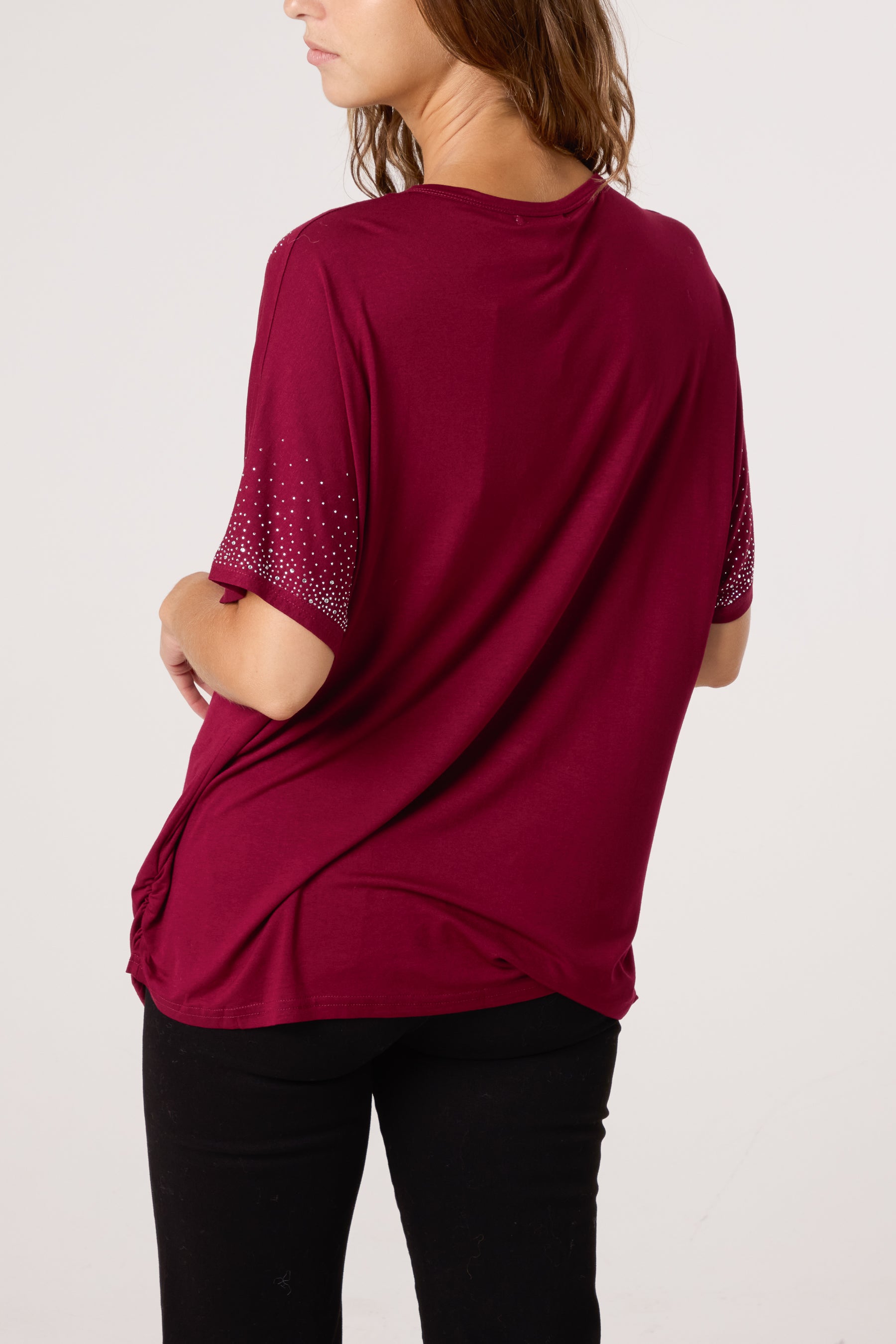 Diamante Embellished Round Neck Top