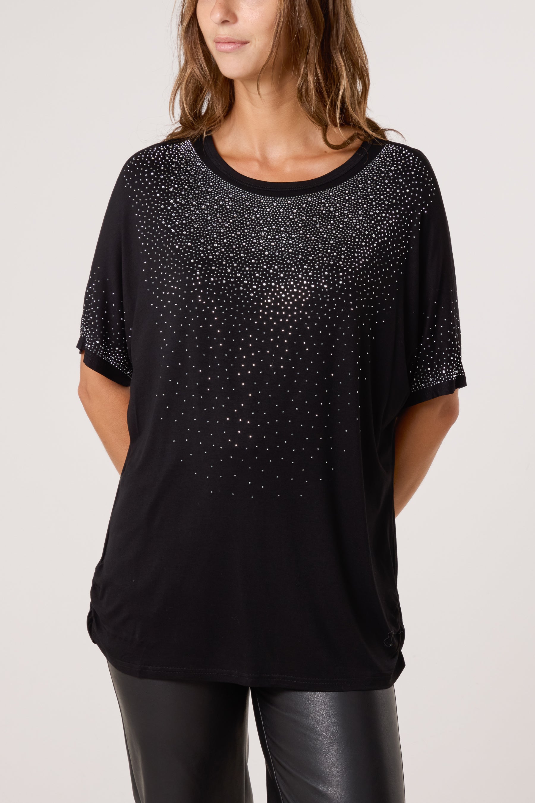 Diamante Embellished Round Neck Top