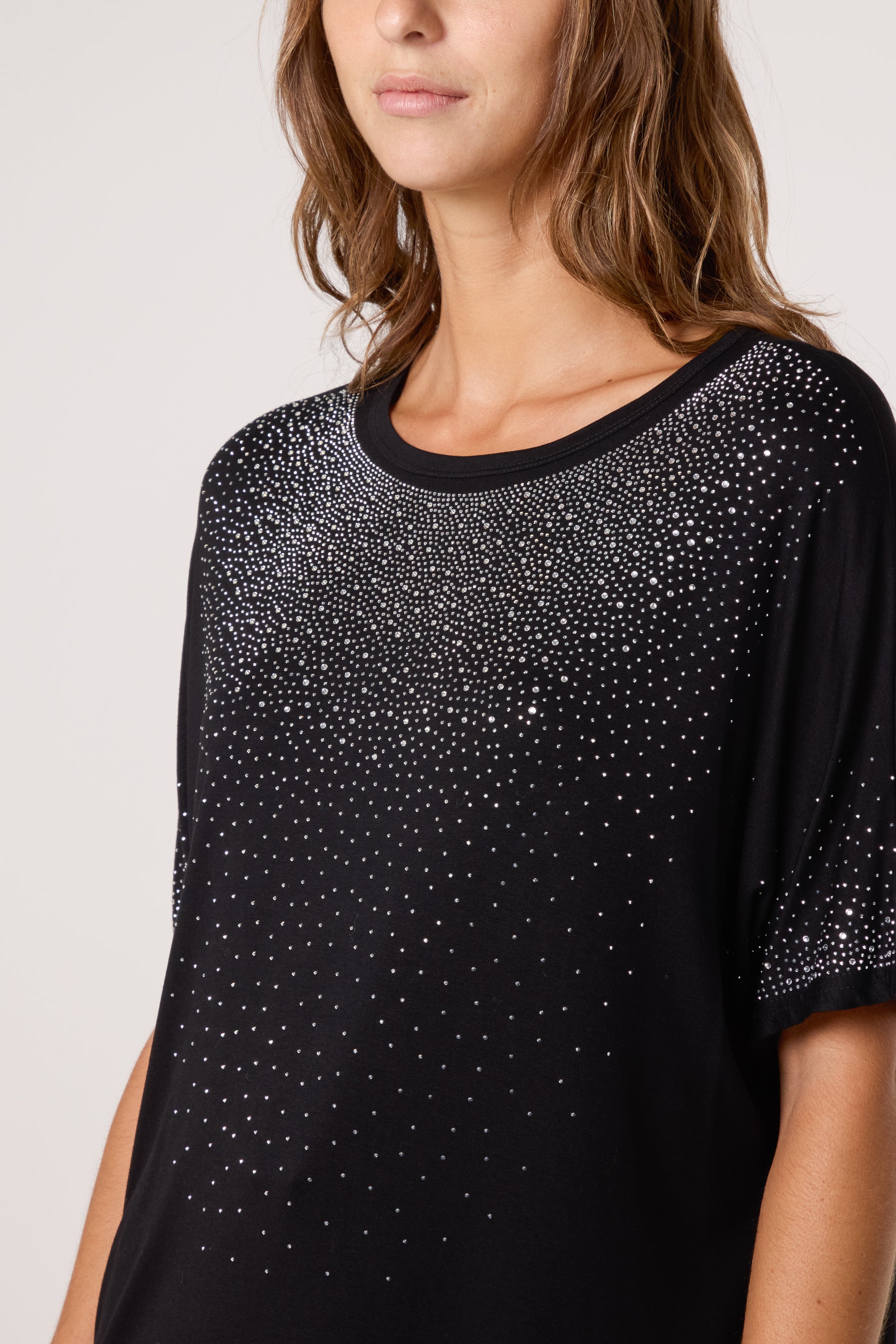Diamante Embellished Round Neck Top