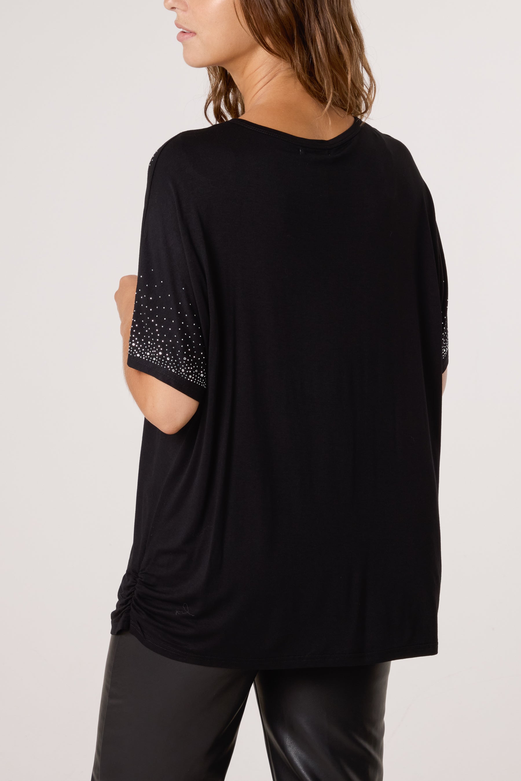 Diamante Embellished Round Neck Top