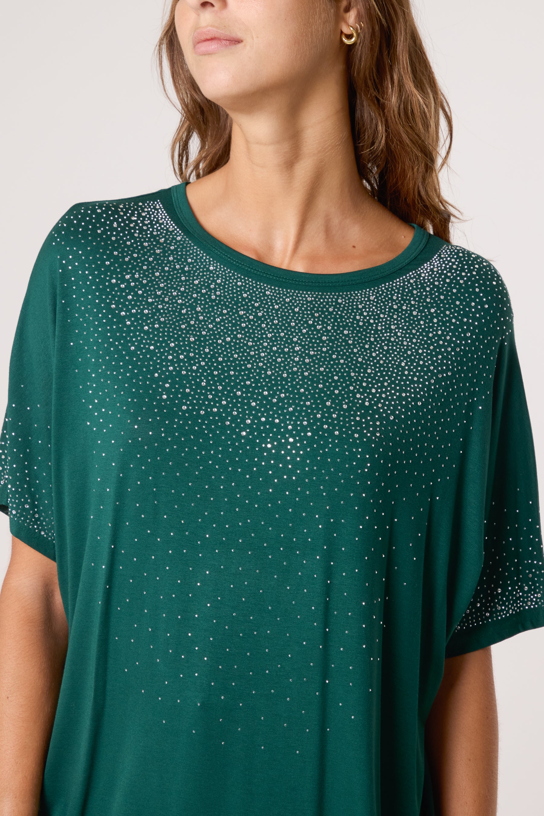 Diamante Embellished Round Neck Top